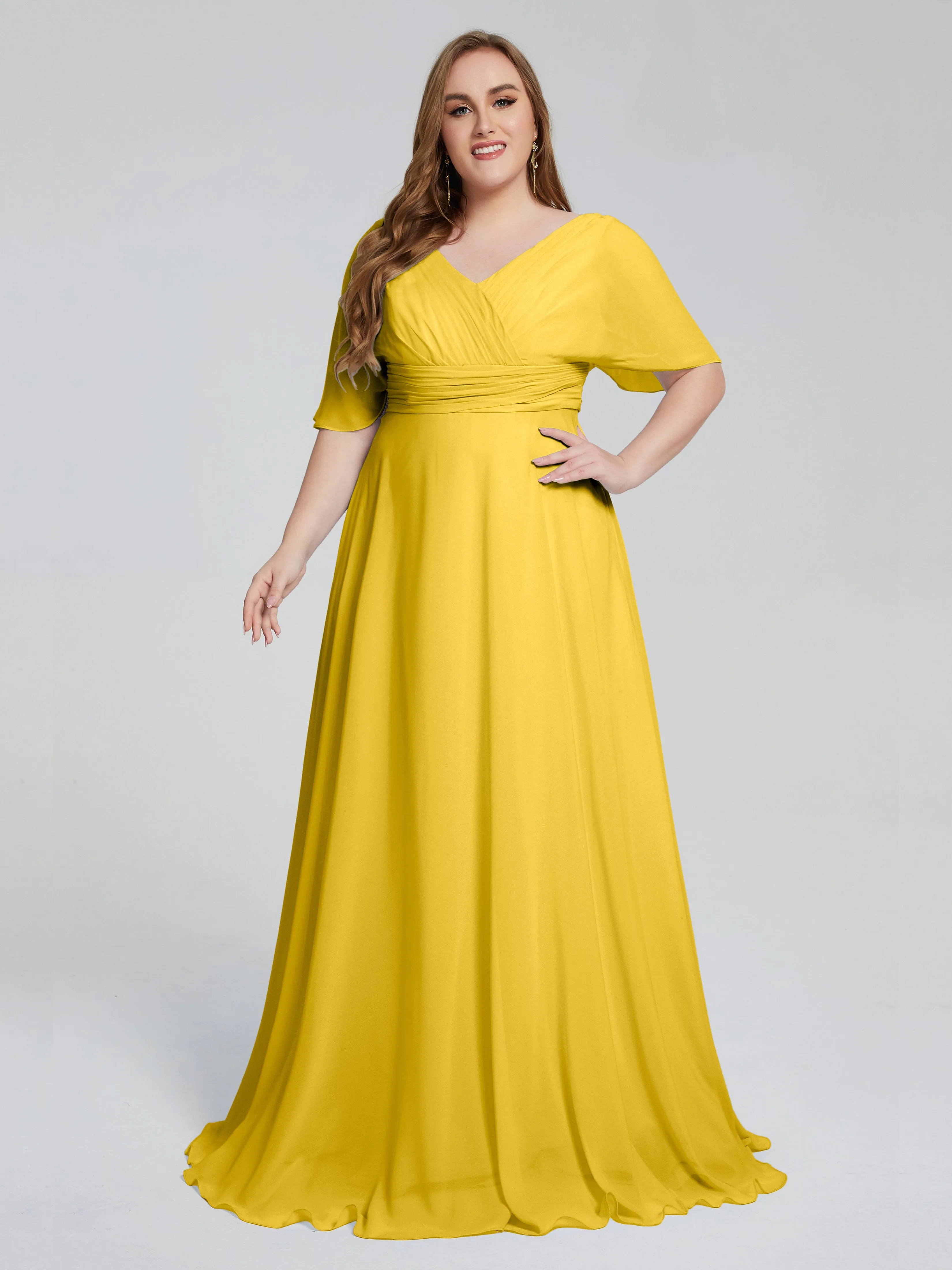 Daniela Elegant Short Sleeves Plus Size Bridesmaid Dresses