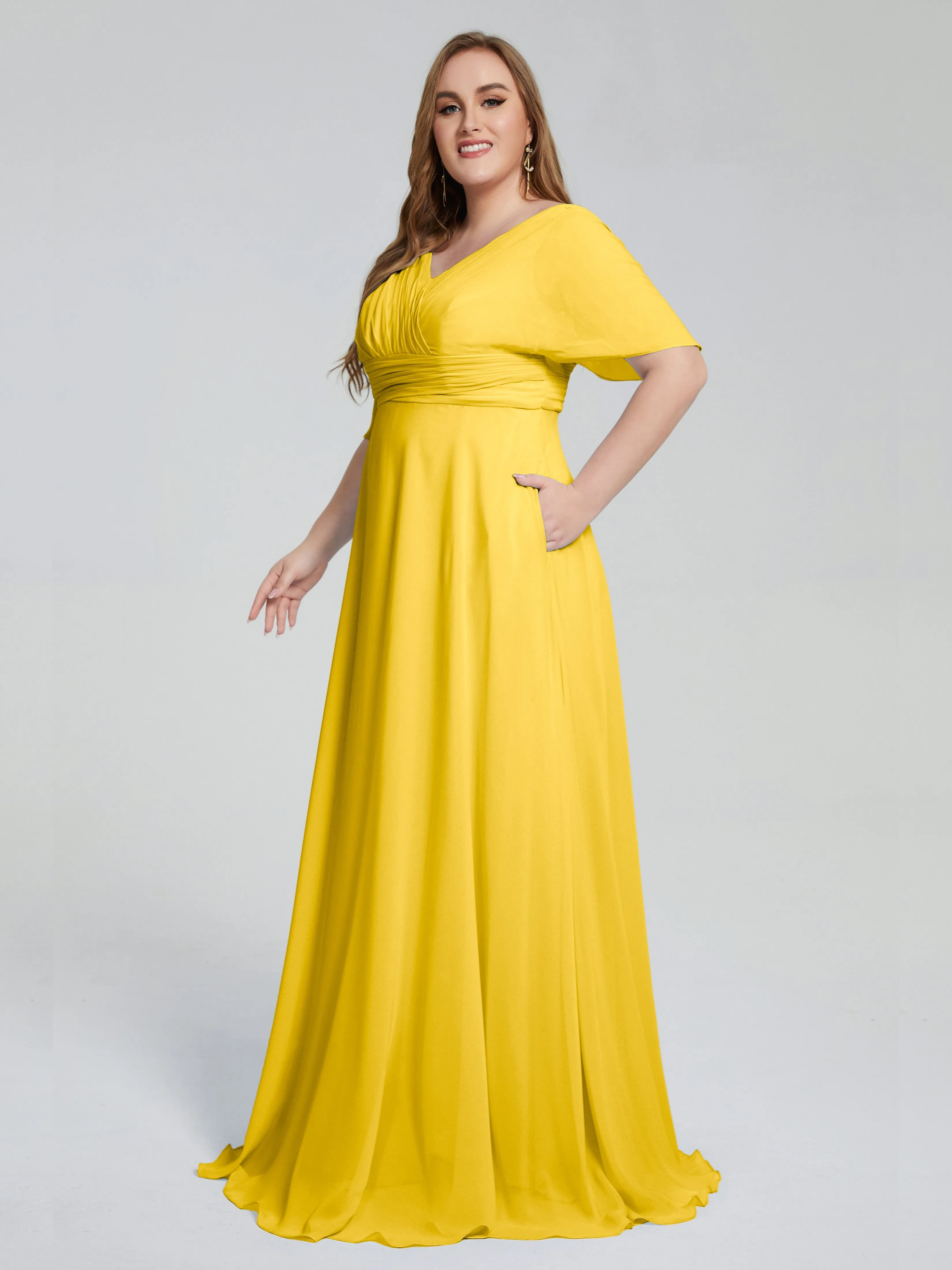 Daniela Elegant Short Sleeves Plus Size Bridesmaid Dresses