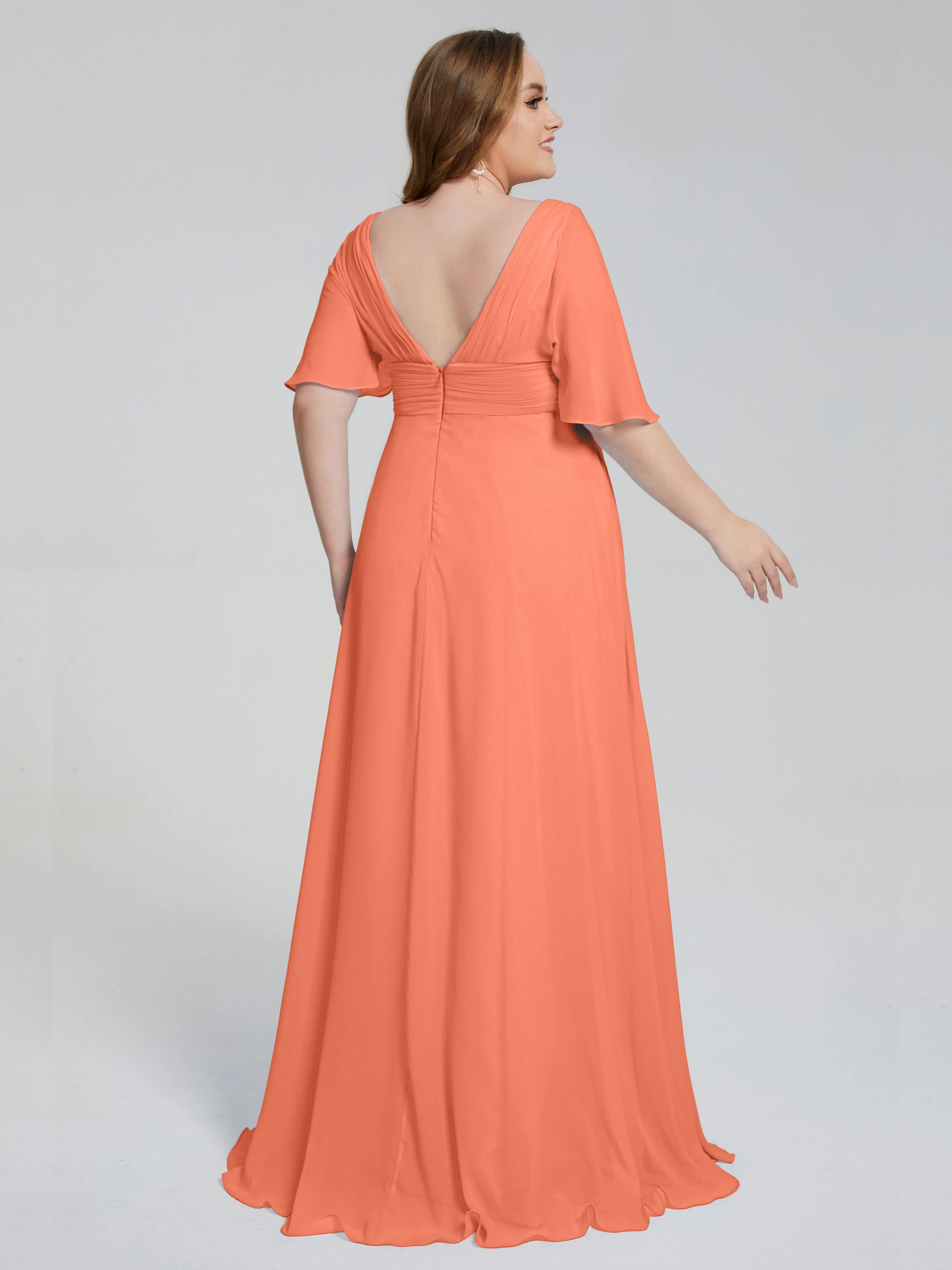 Daniela Elegant Short Sleeves Plus Size Bridesmaid Dresses