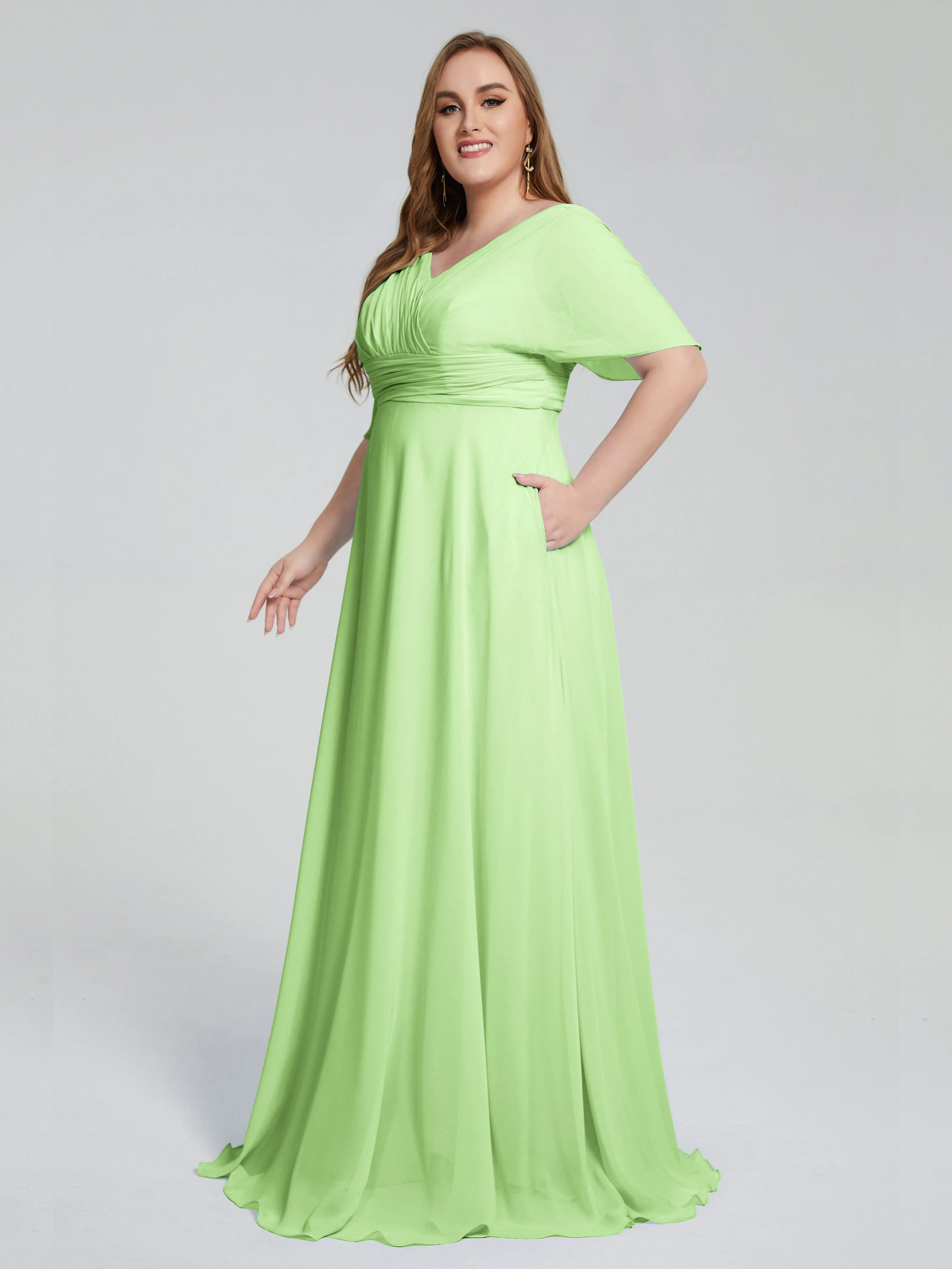 Daniela Elegant Short Sleeves Plus Size Bridesmaid Dresses