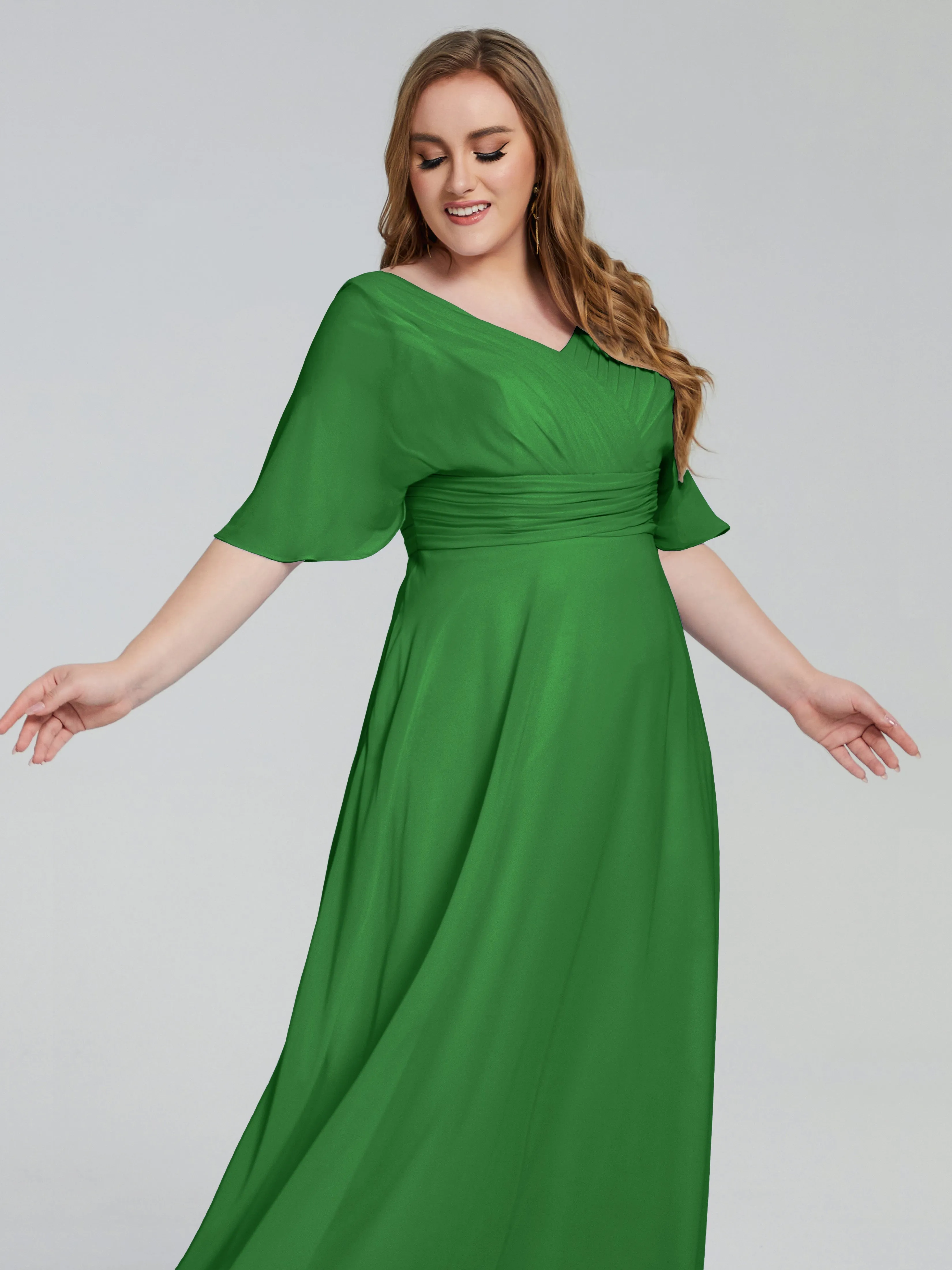 Daniela Elegant Short Sleeves Plus Size Bridesmaid Dresses