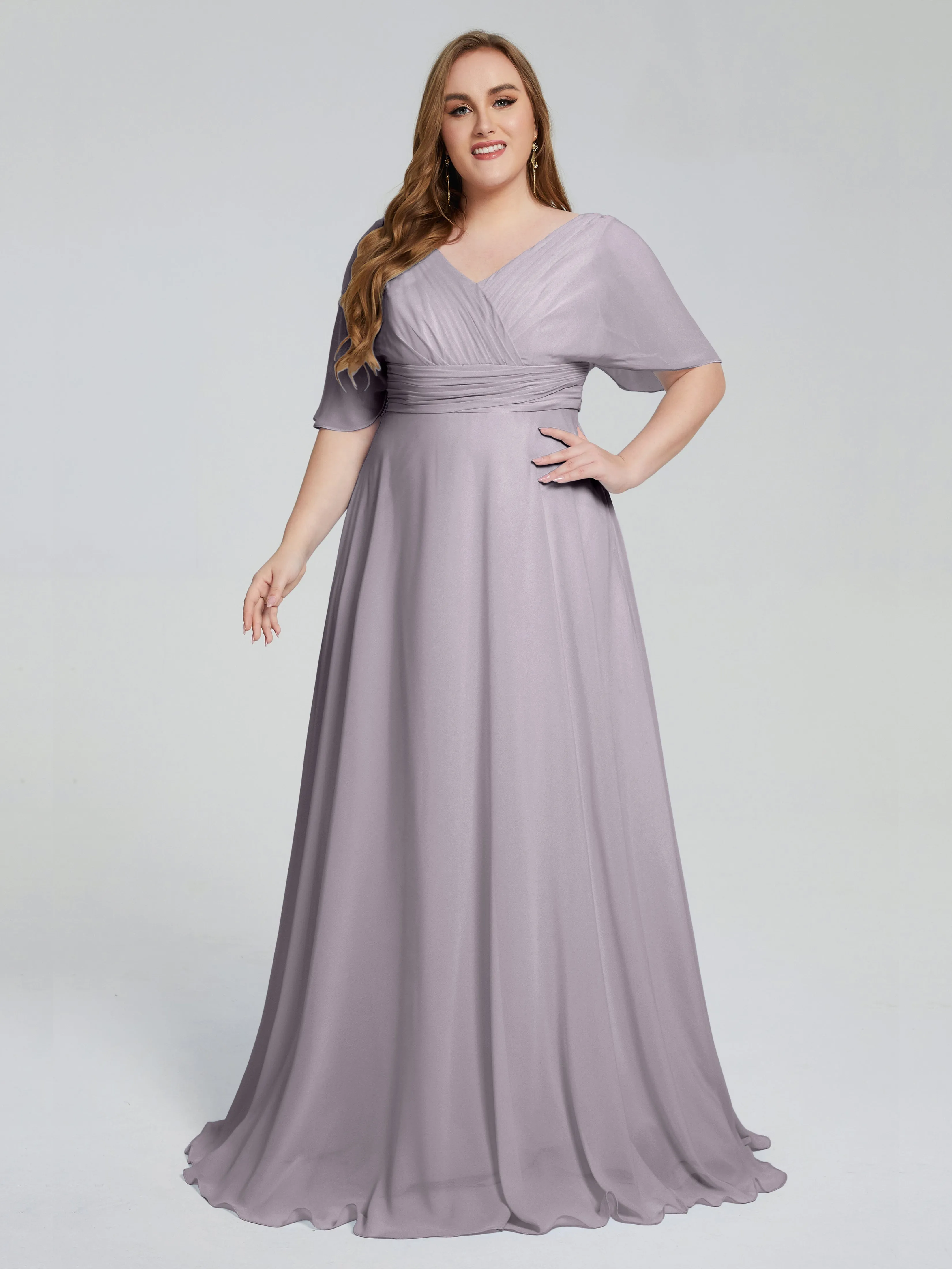 Daniela Elegant Short Sleeves Plus Size Bridesmaid Dresses