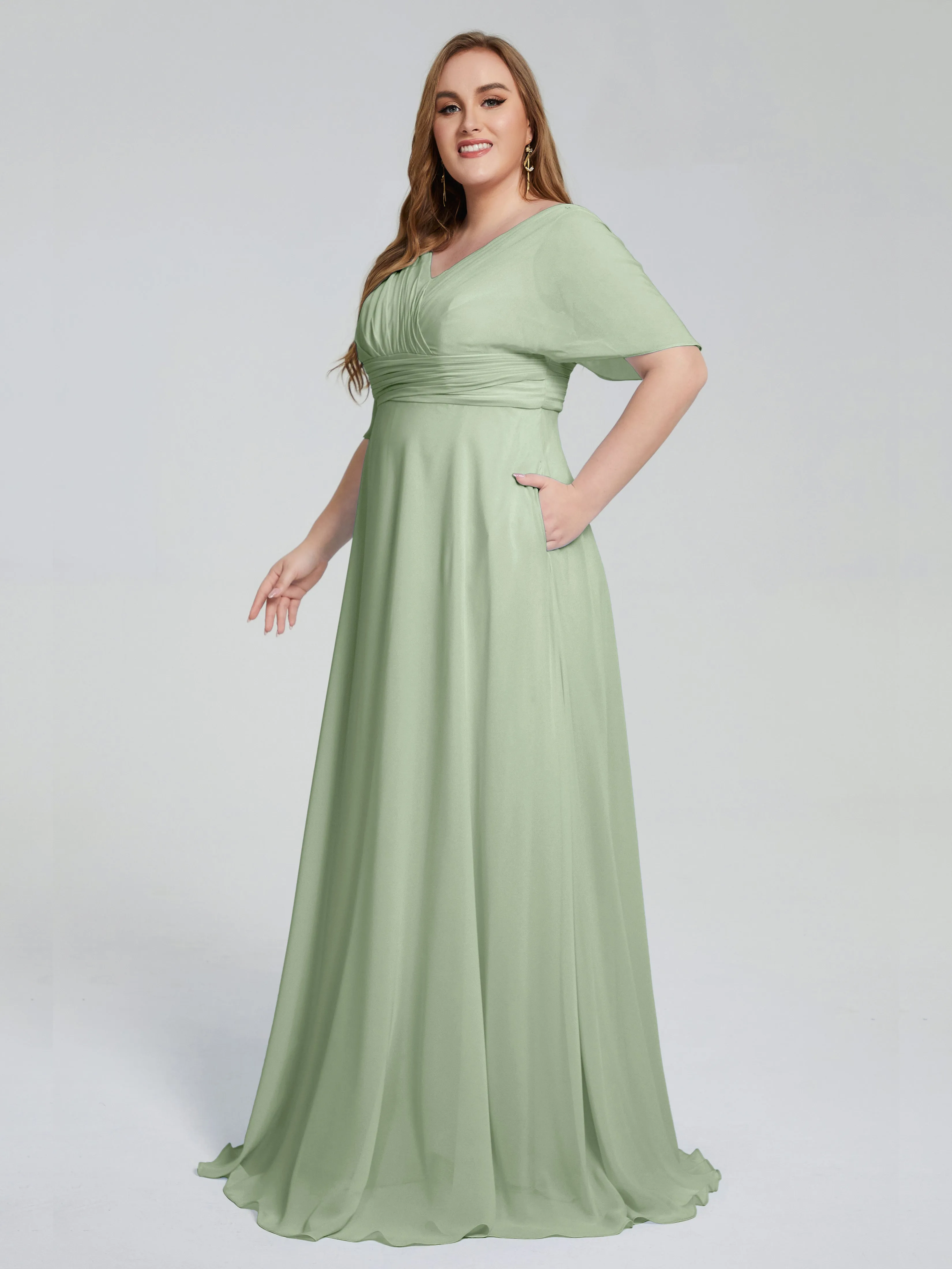 Daniela Elegant Short Sleeves Plus Size Bridesmaid Dresses