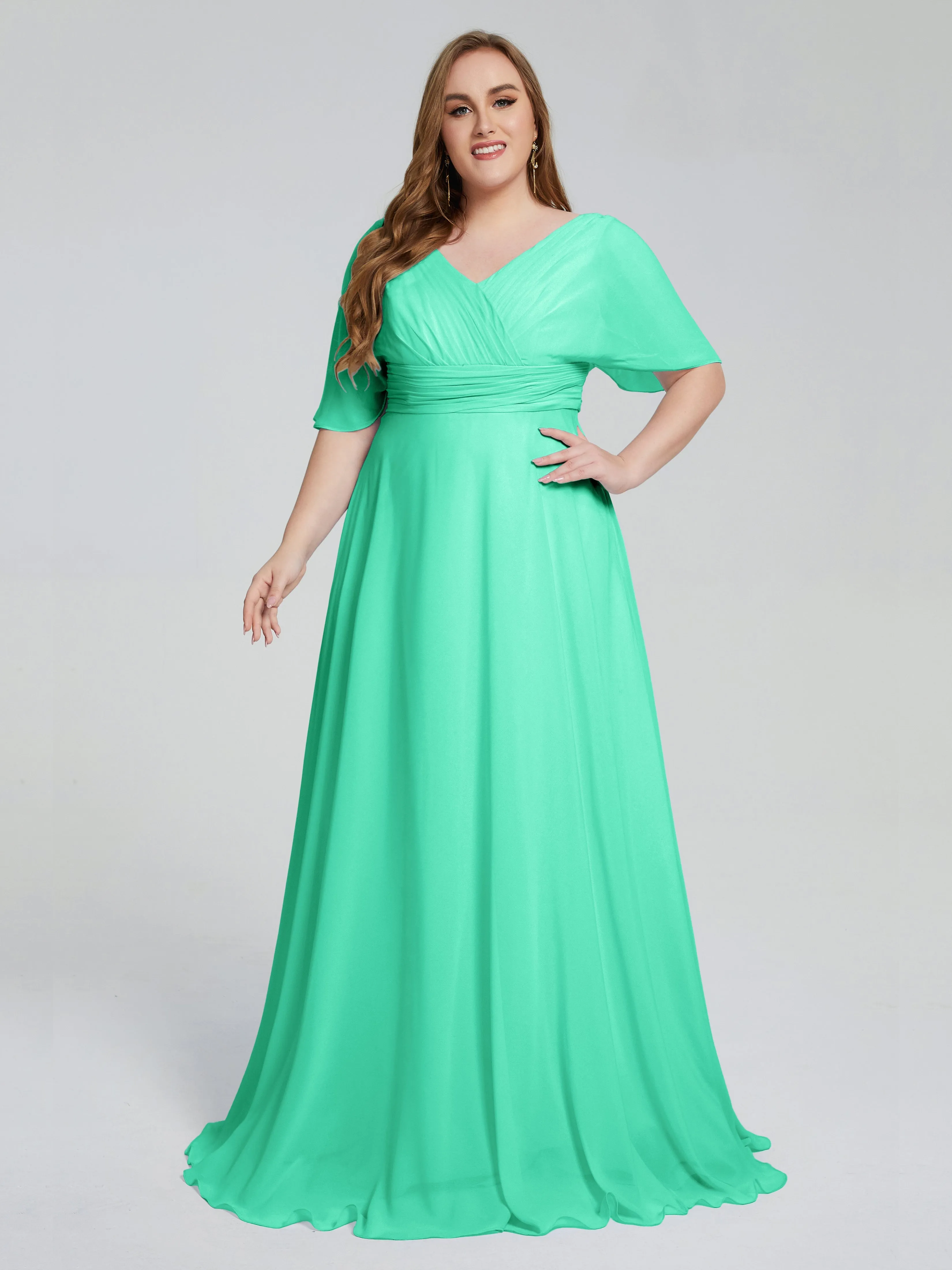 Daniela Elegant Short Sleeves Plus Size Bridesmaid Dresses