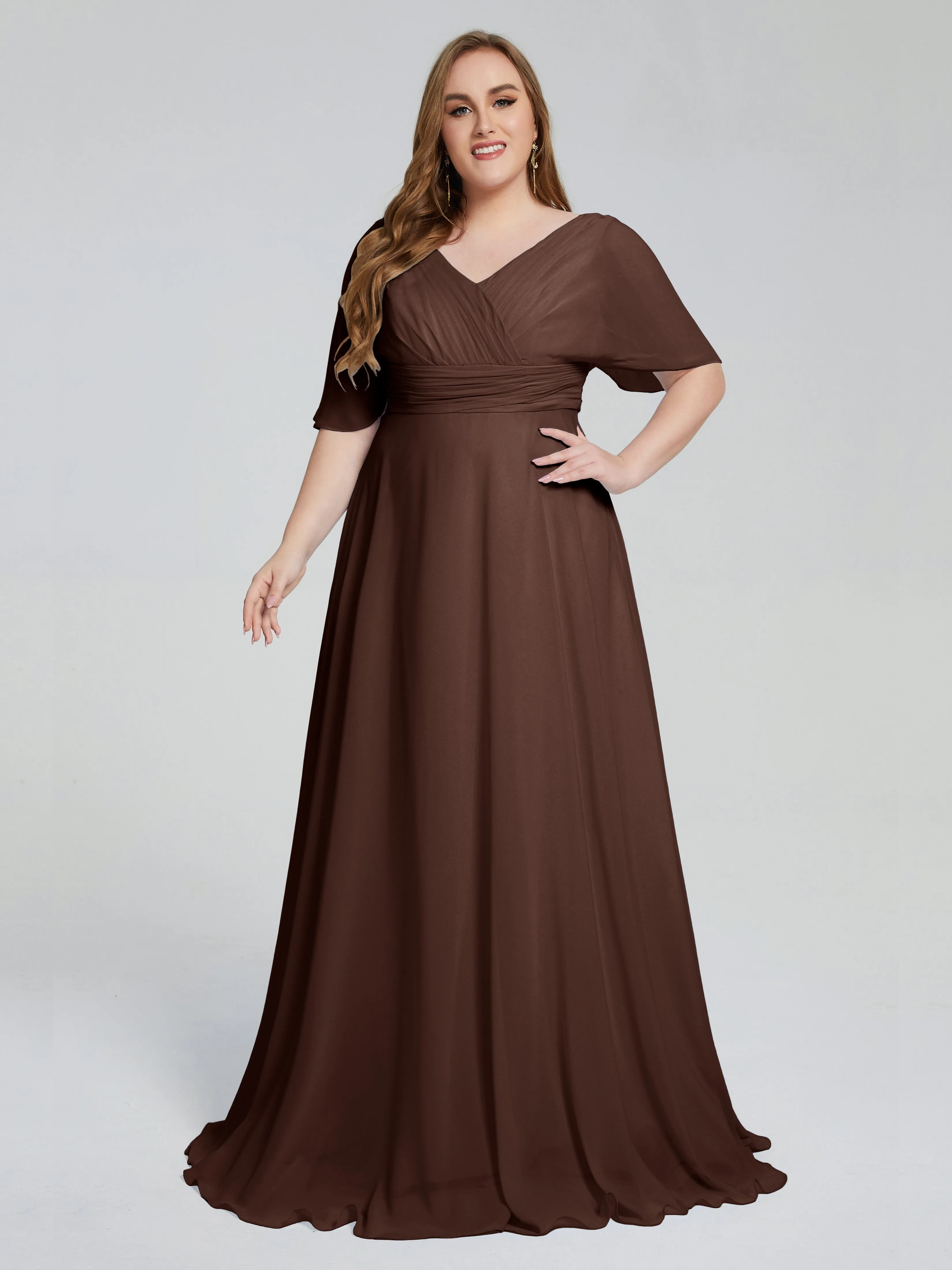 Daniela Elegant Short Sleeves Plus Size Bridesmaid Dresses