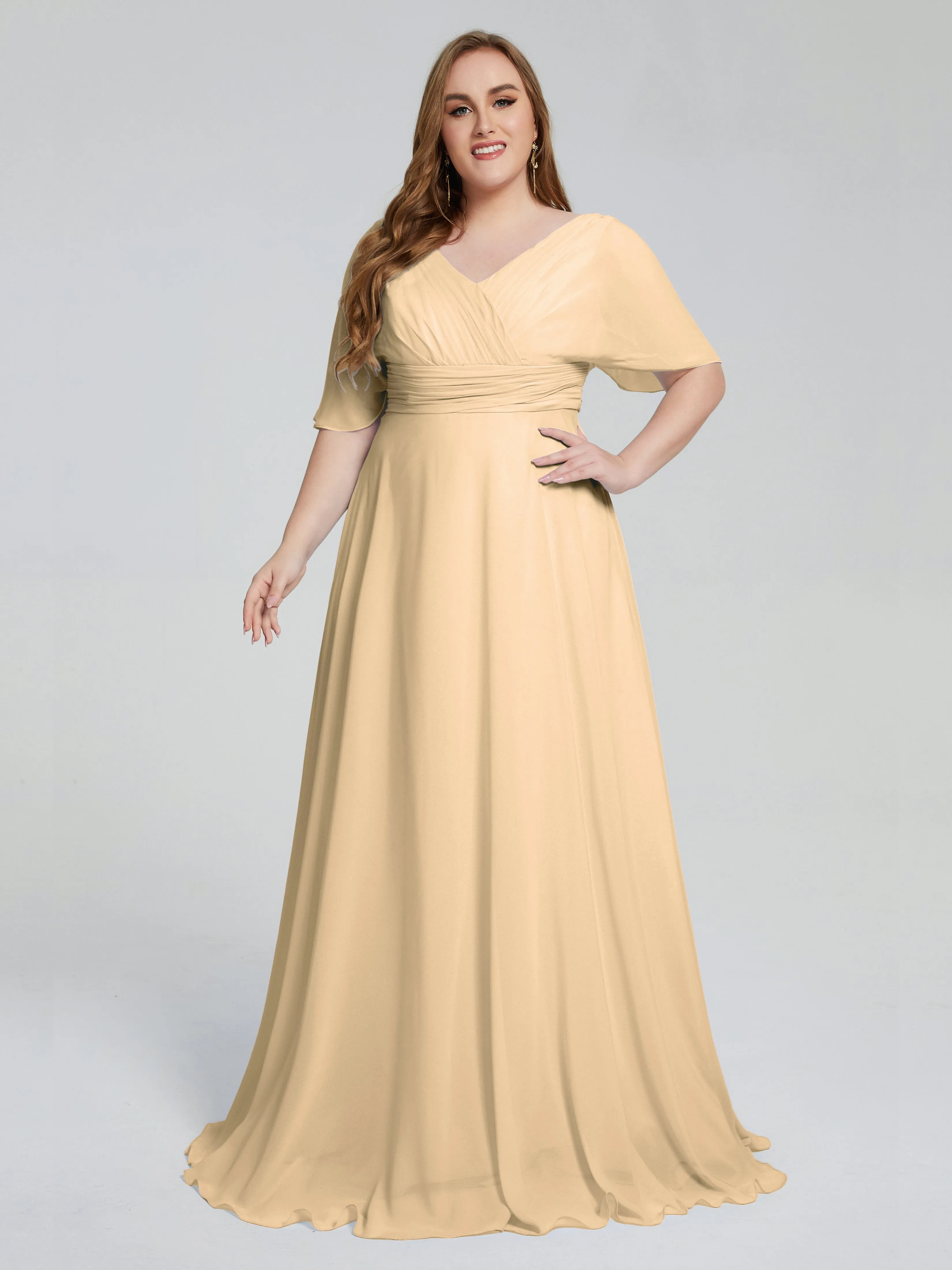 Daniela Elegant Short Sleeves Plus Size Bridesmaid Dresses