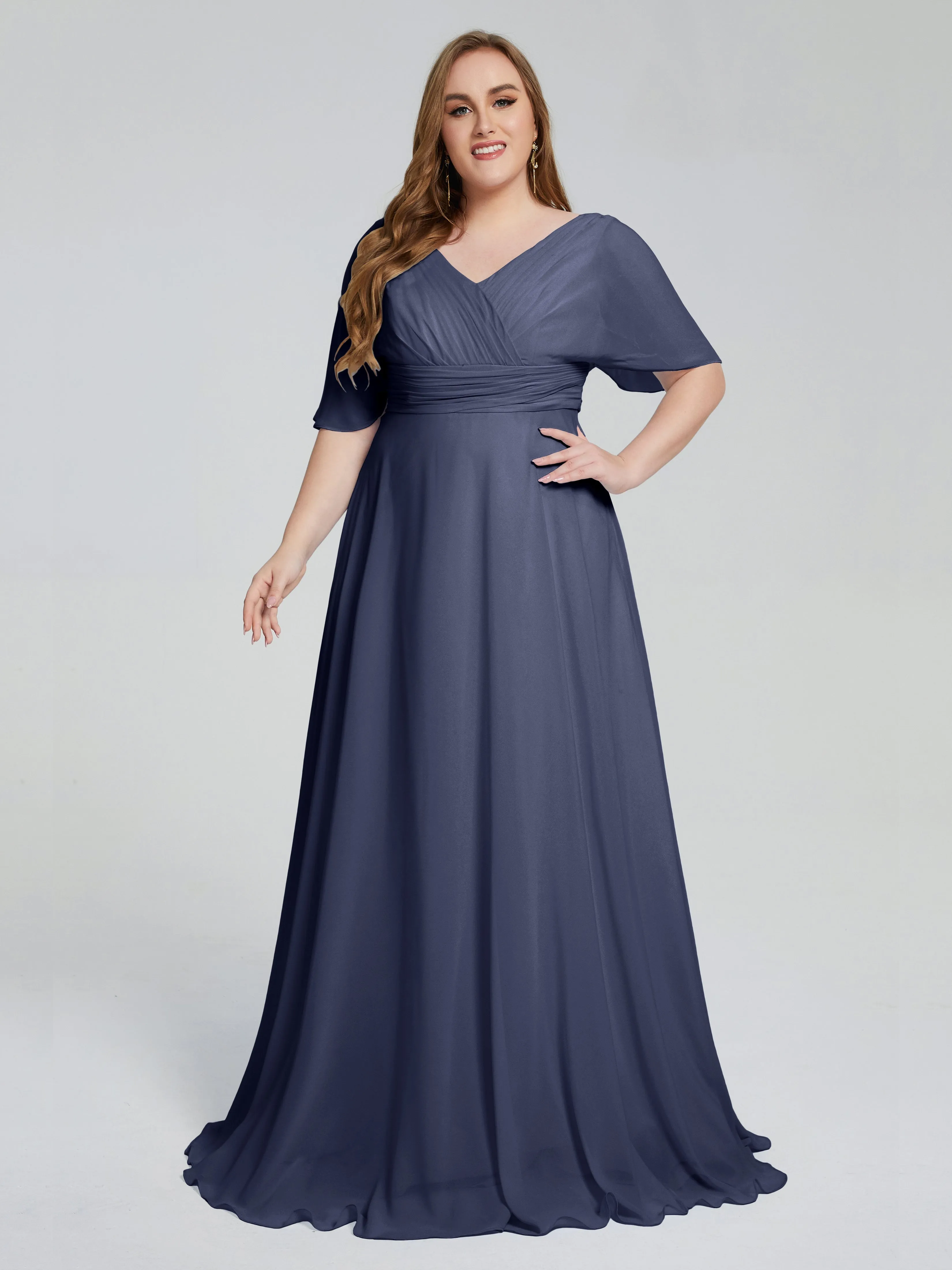 Daniela Elegant Short Sleeves Plus Size Bridesmaid Dresses