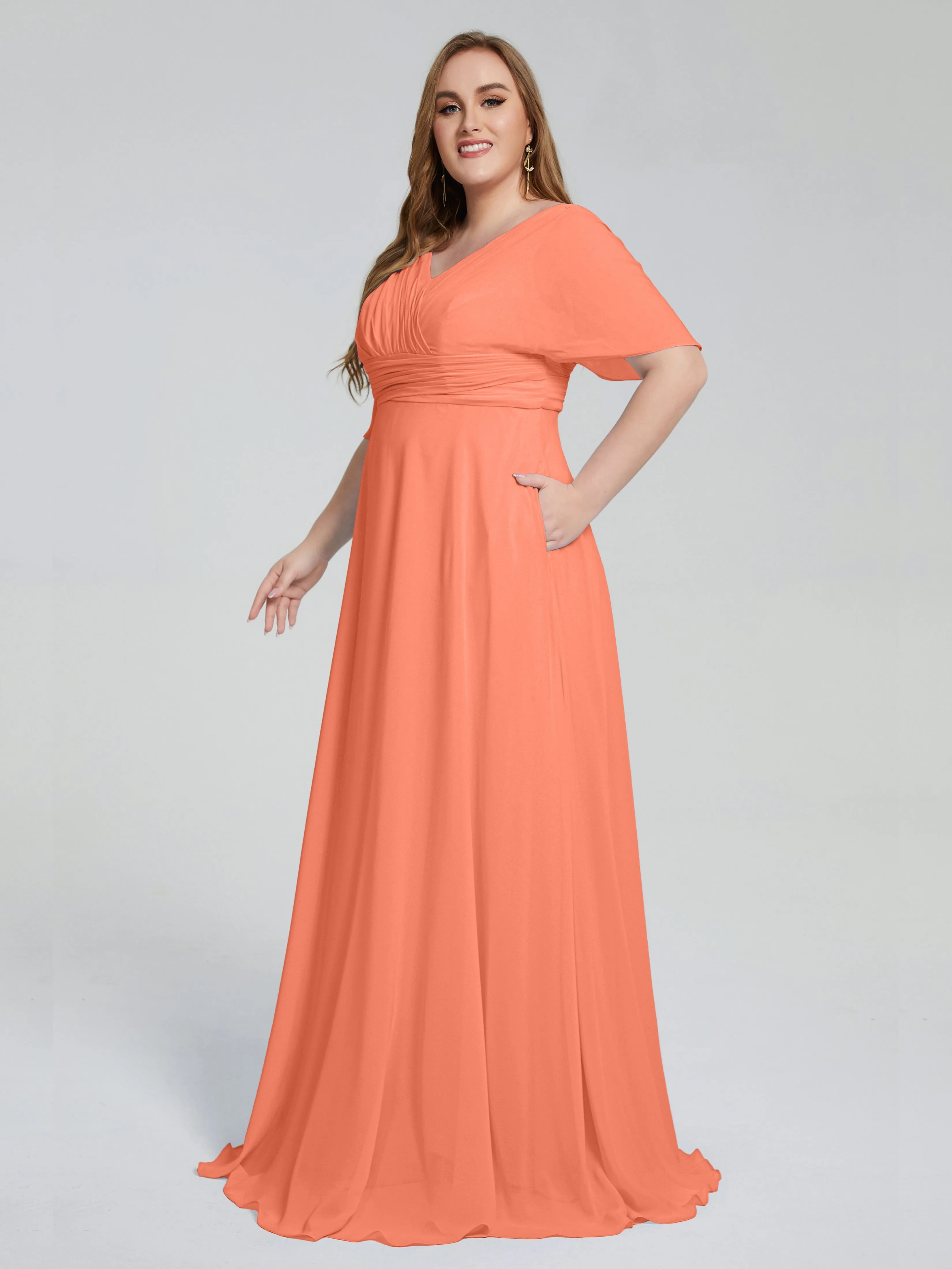 Daniela Elegant Short Sleeves Plus Size Bridesmaid Dresses