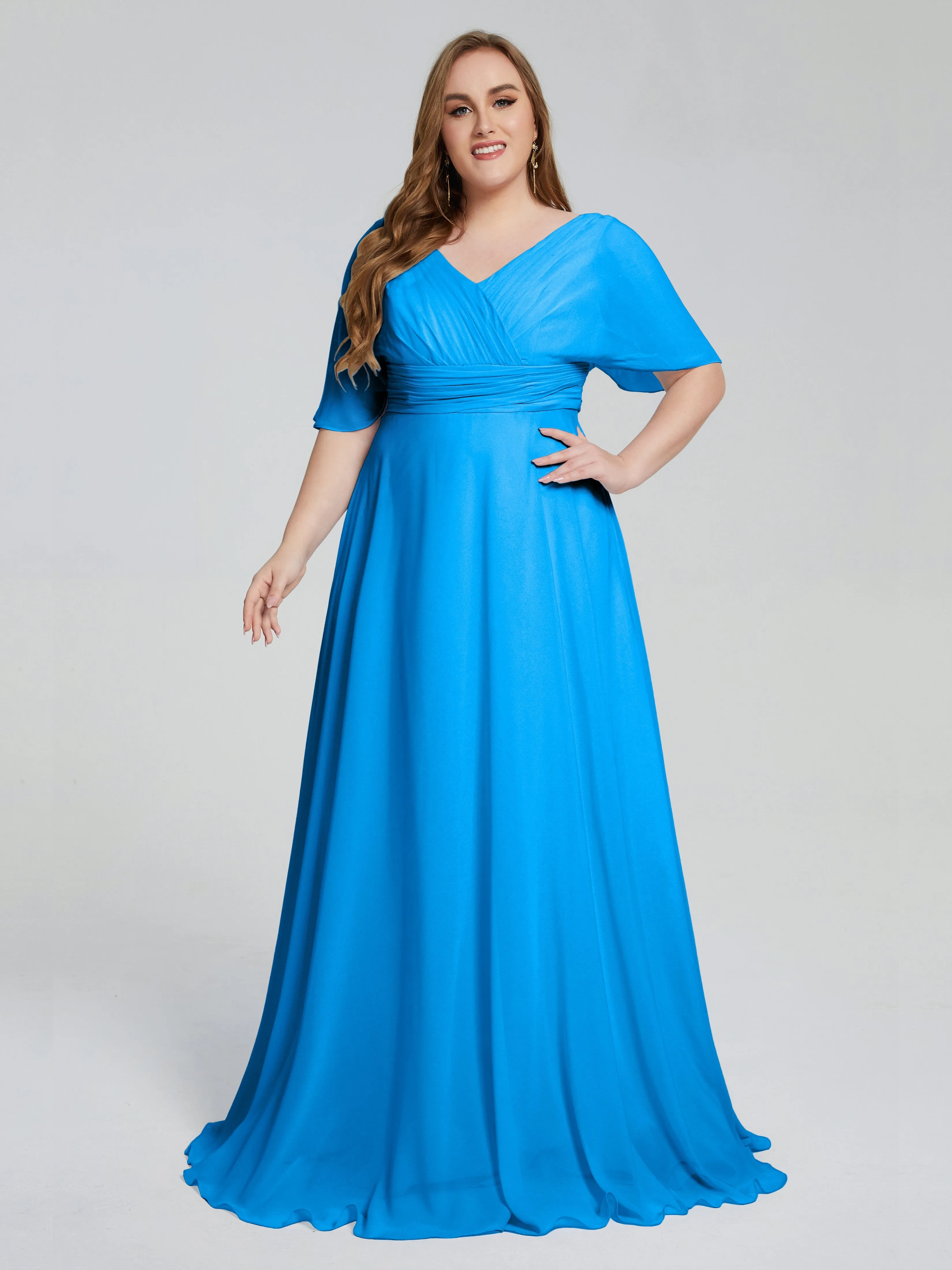 Daniela Elegant Short Sleeves Plus Size Bridesmaid Dresses