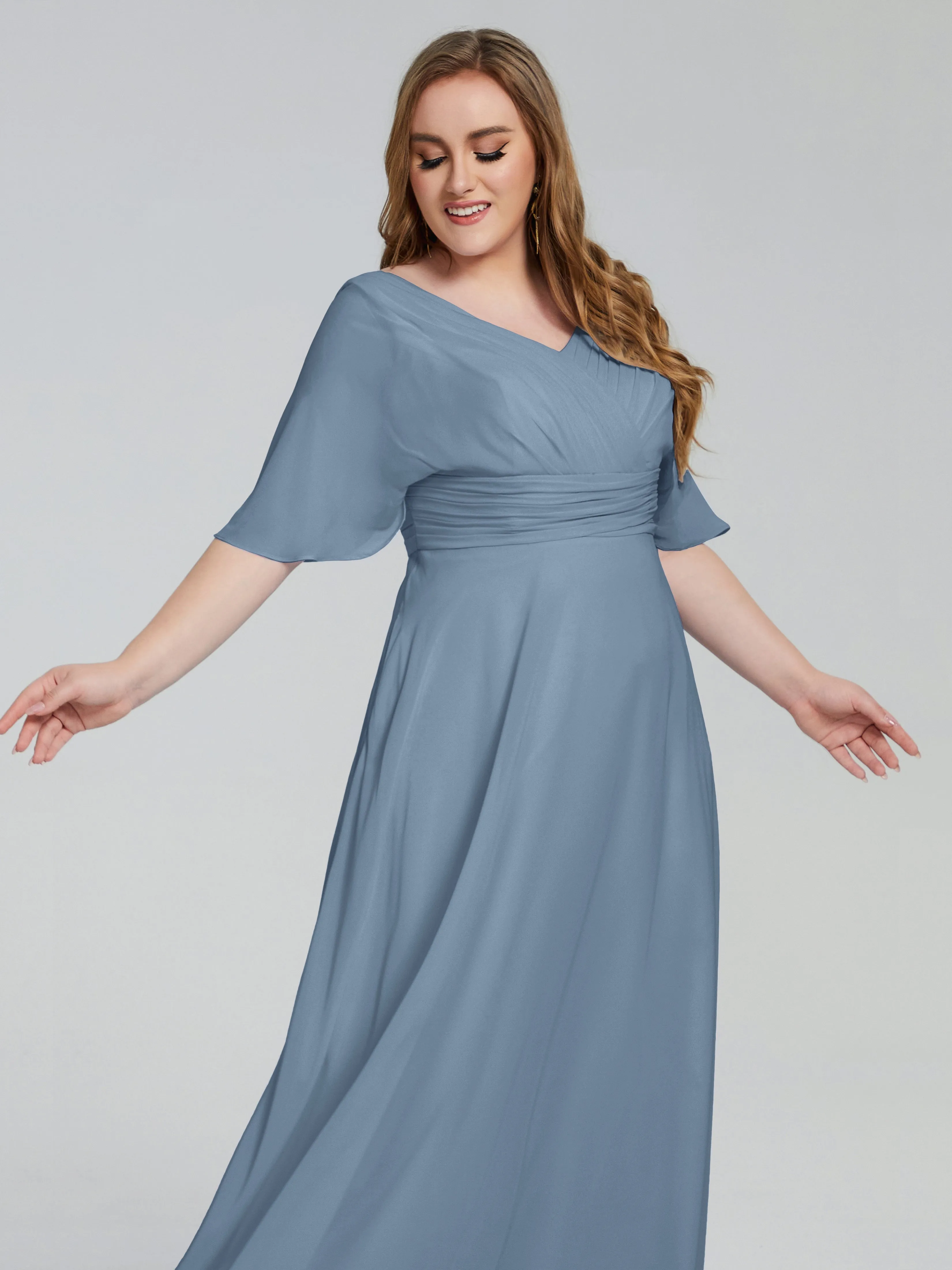 Daniela Elegant Short Sleeves Plus Size Bridesmaid Dresses