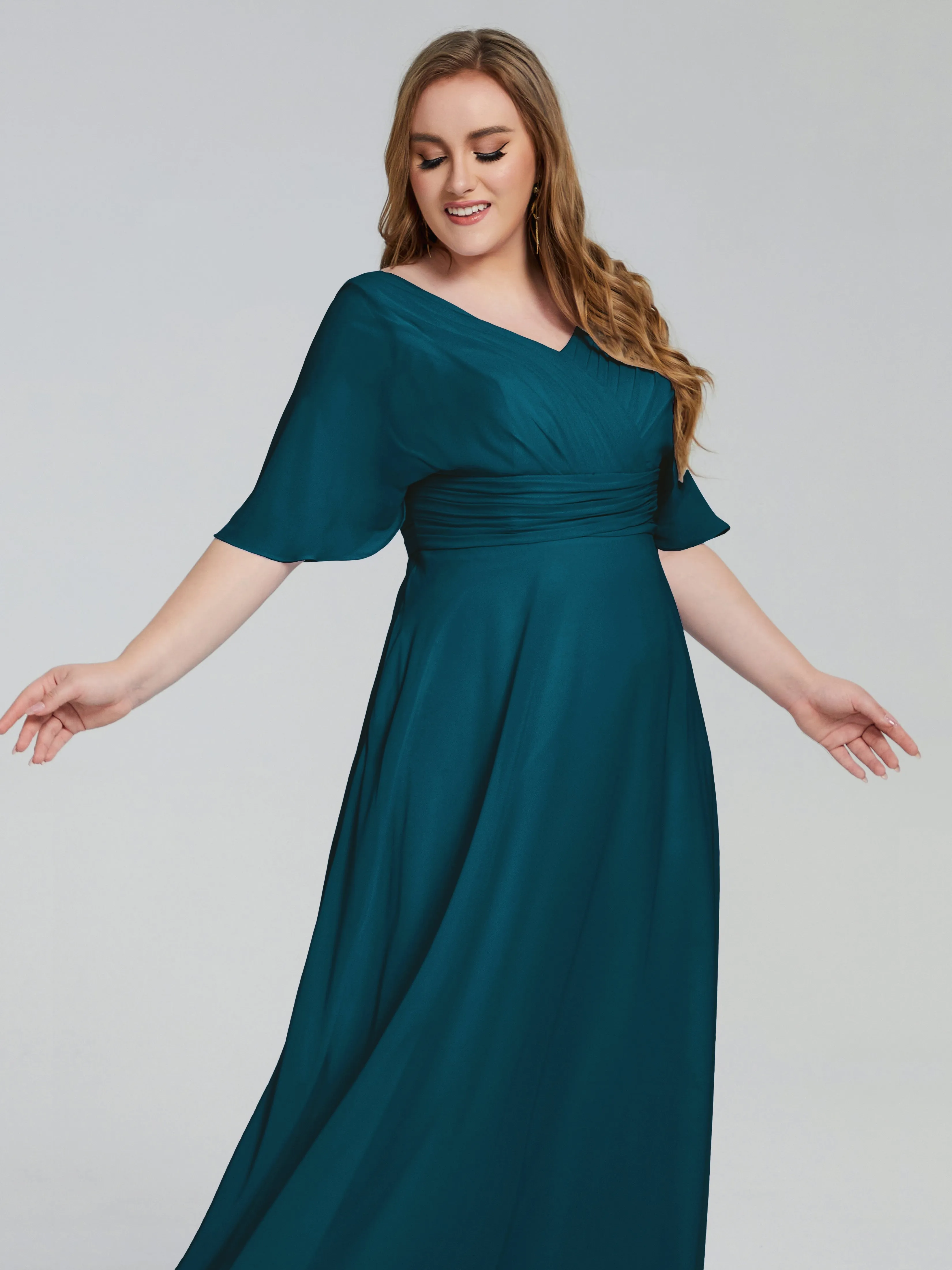 Daniela Elegant Short Sleeves Plus Size Bridesmaid Dresses