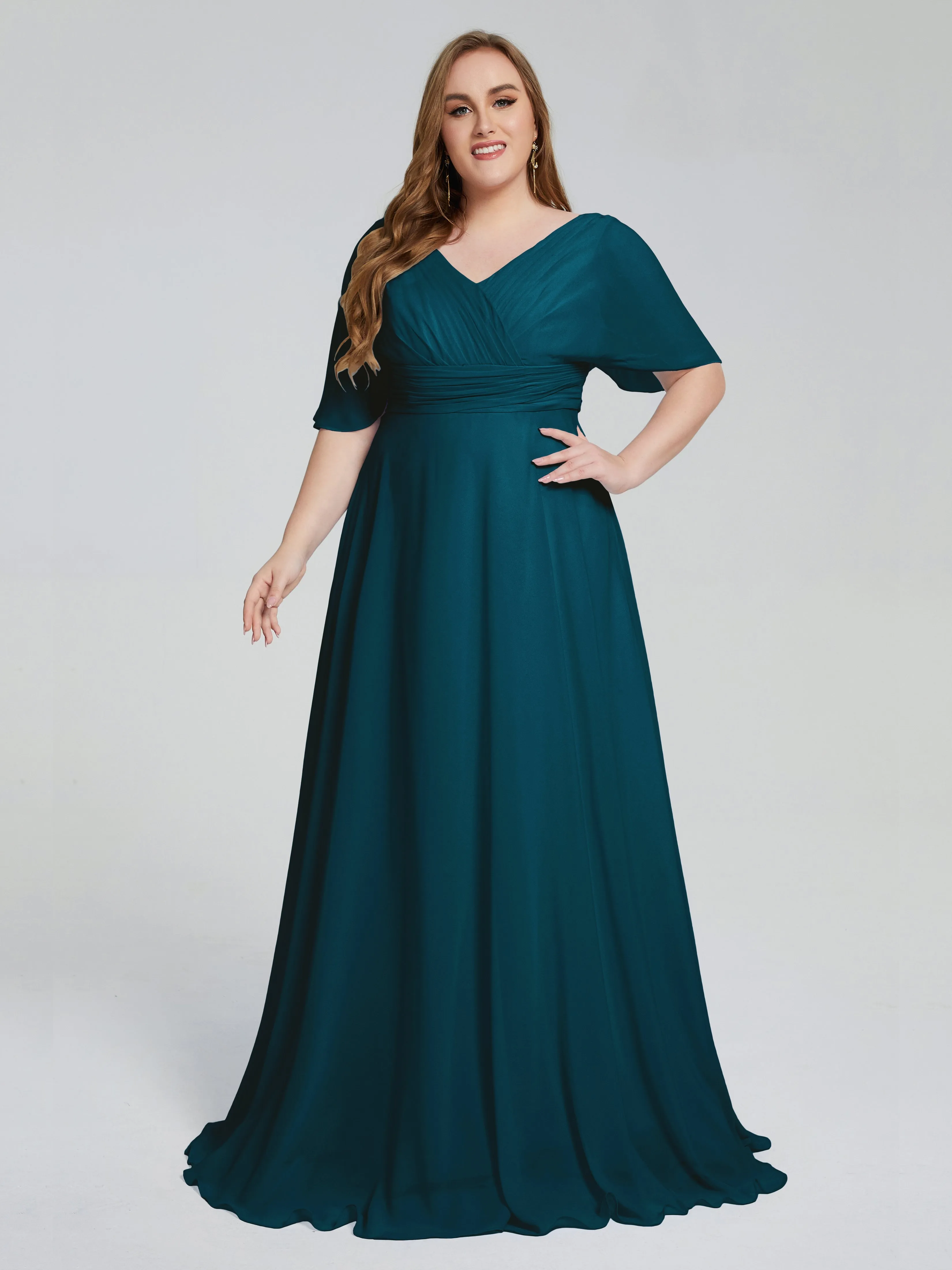 Daniela Elegant Short Sleeves Plus Size Bridesmaid Dresses