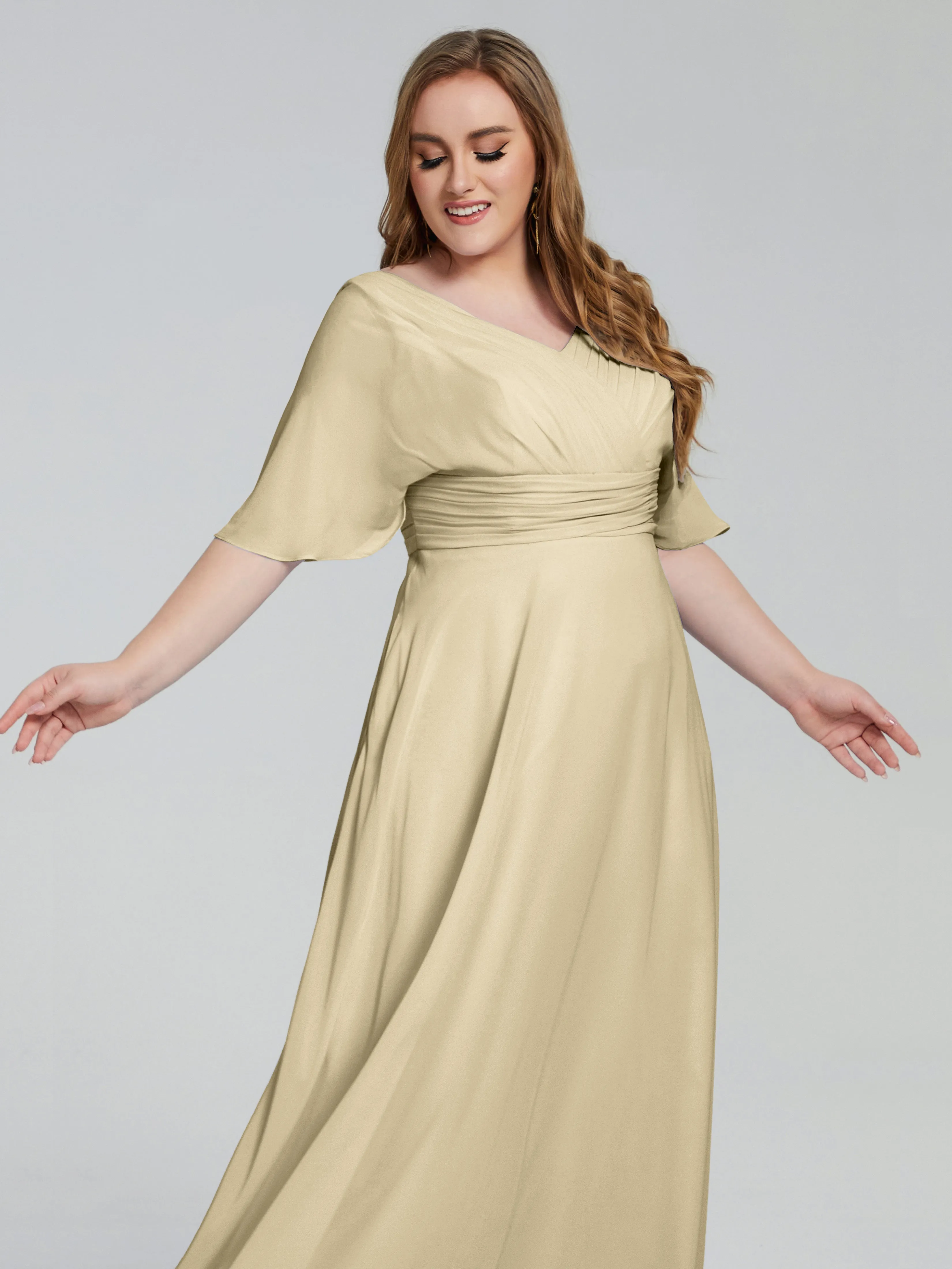 Daniela Elegant Short Sleeves Plus Size Bridesmaid Dresses