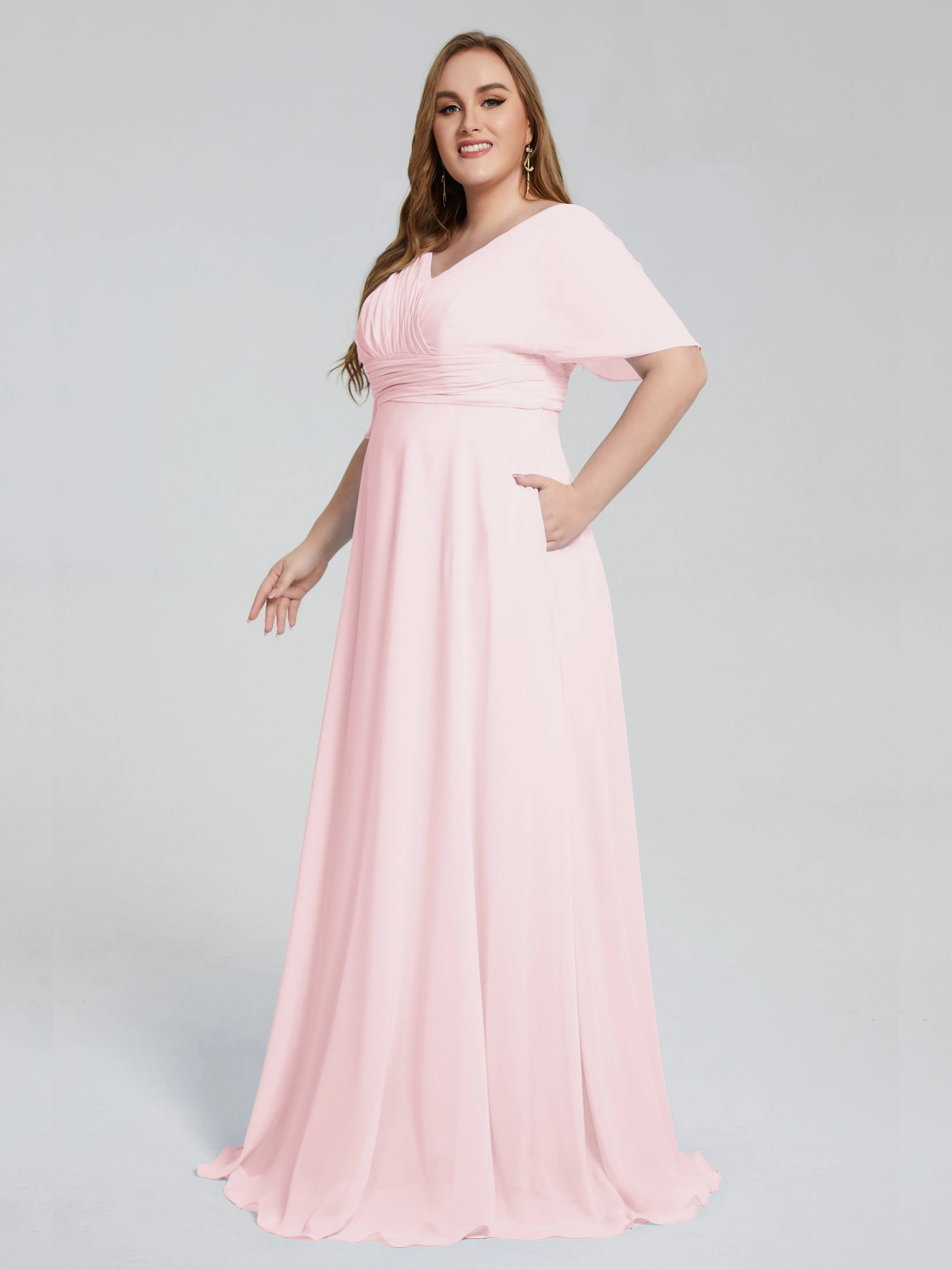 Daniela Elegant Short Sleeves Plus Size Bridesmaid Dresses