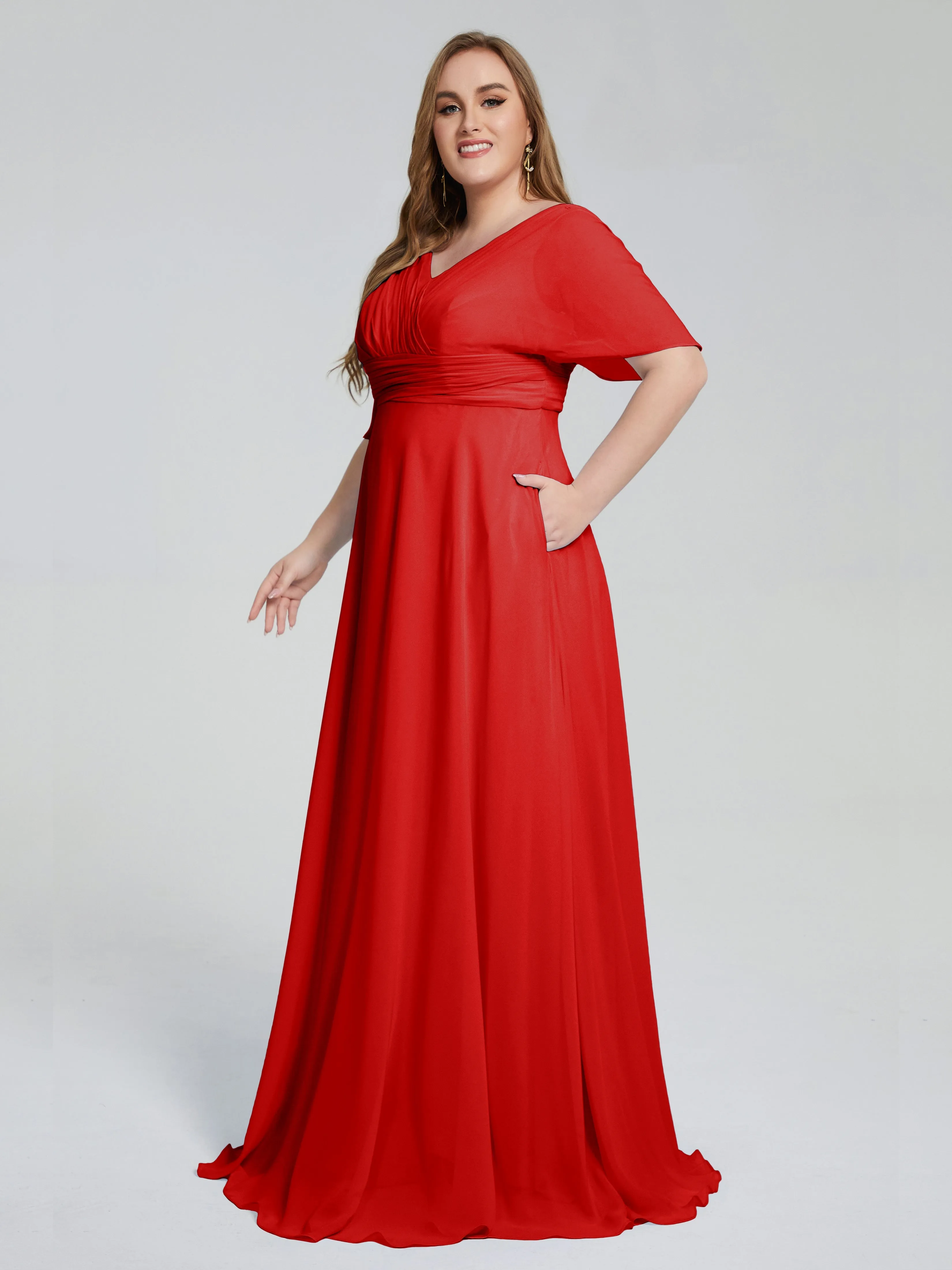 Daniela Elegant Short Sleeves Plus Size Bridesmaid Dresses