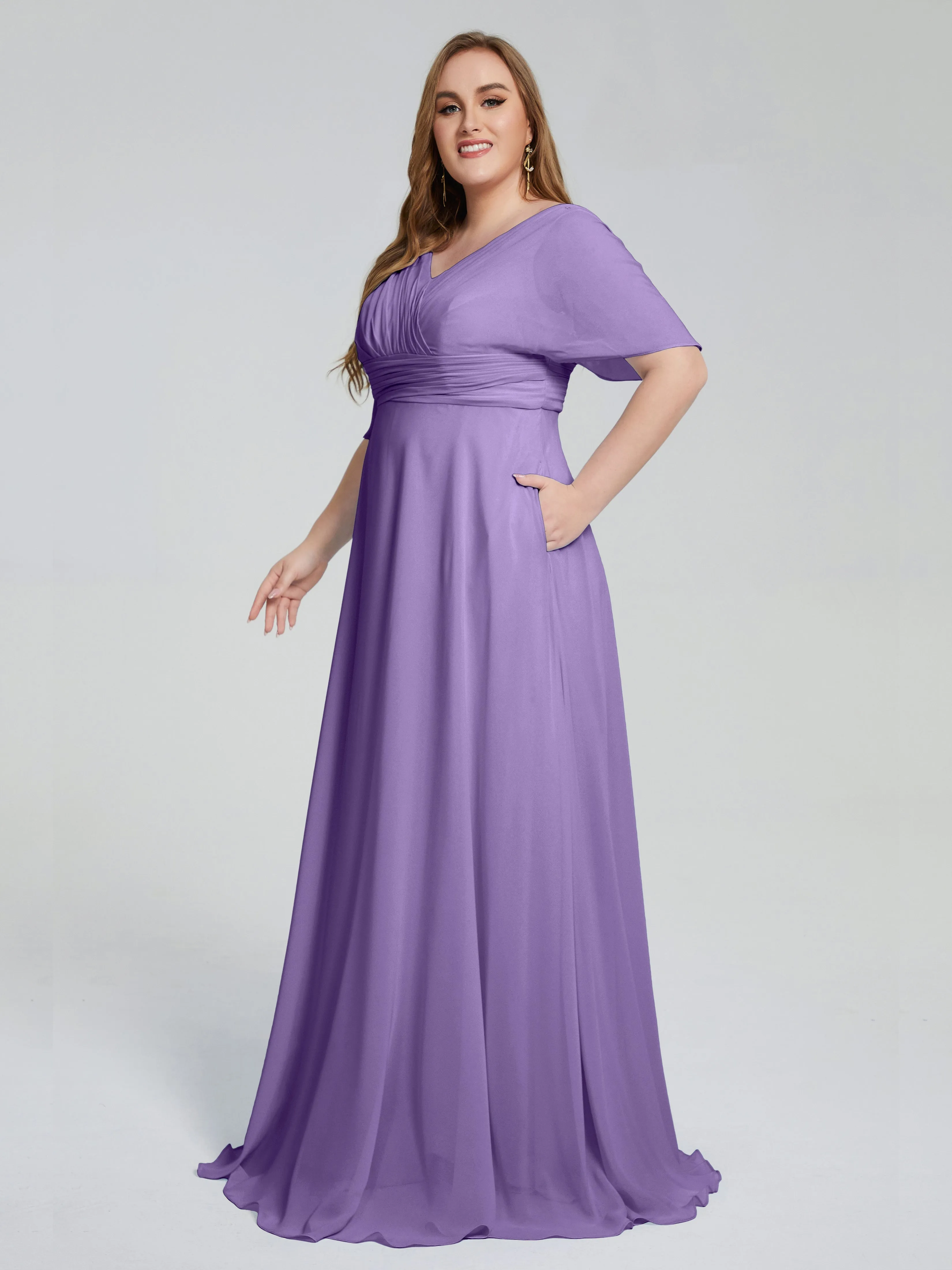 Daniela Elegant Short Sleeves Plus Size Bridesmaid Dresses