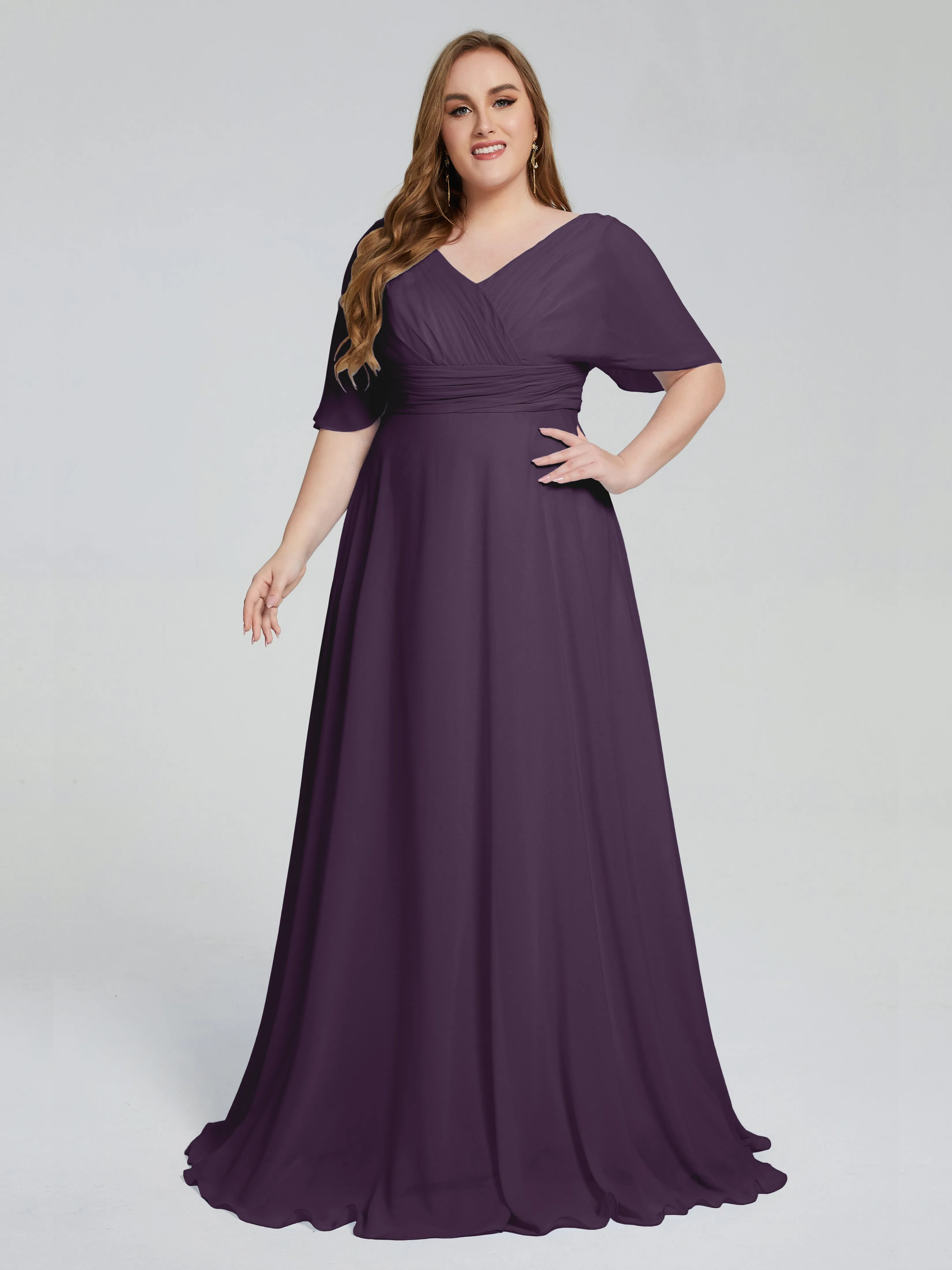 Daniela Elegant Short Sleeves Plus Size Bridesmaid Dresses