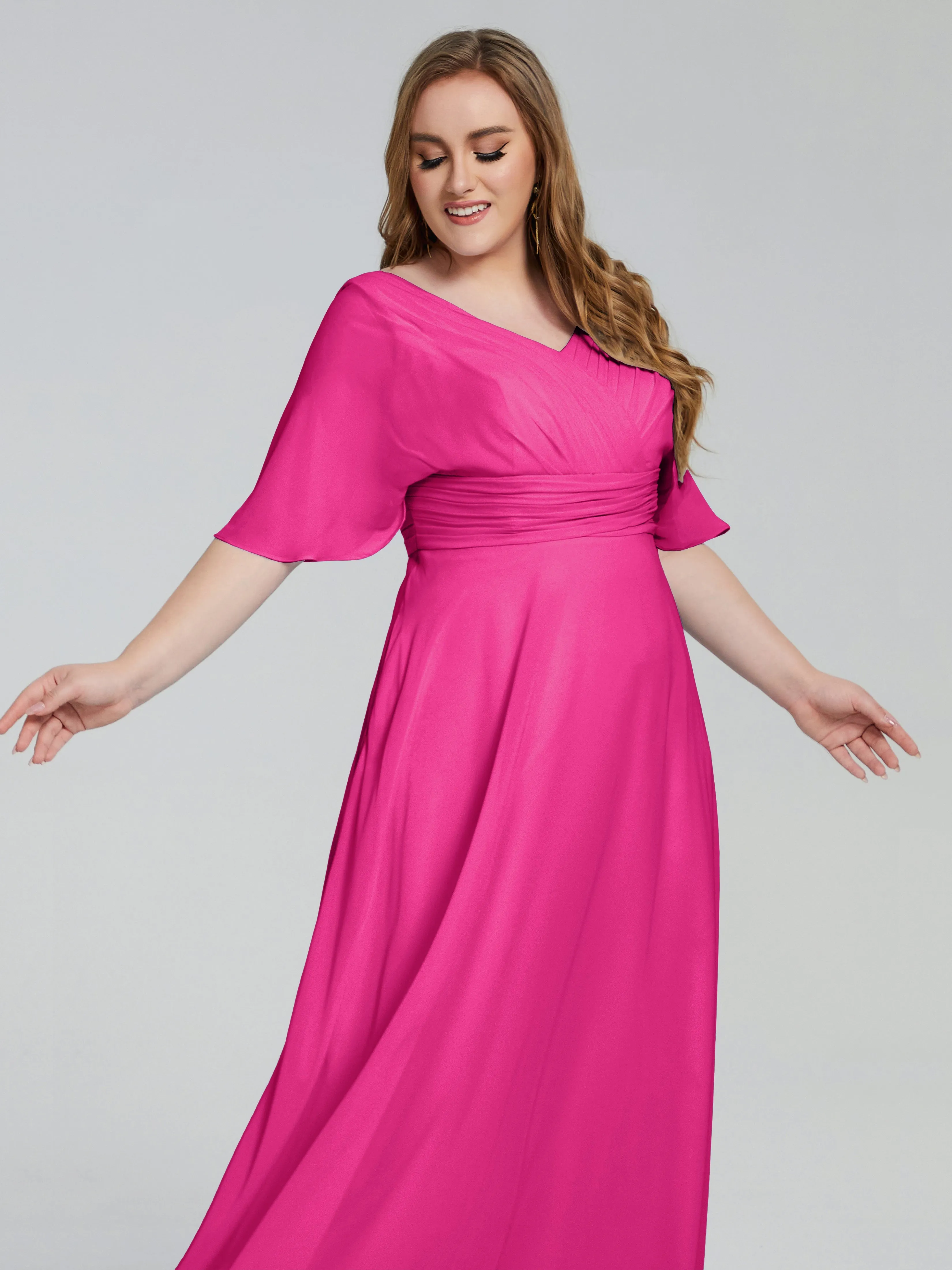 Daniela Elegant Short Sleeves Plus Size Bridesmaid Dresses