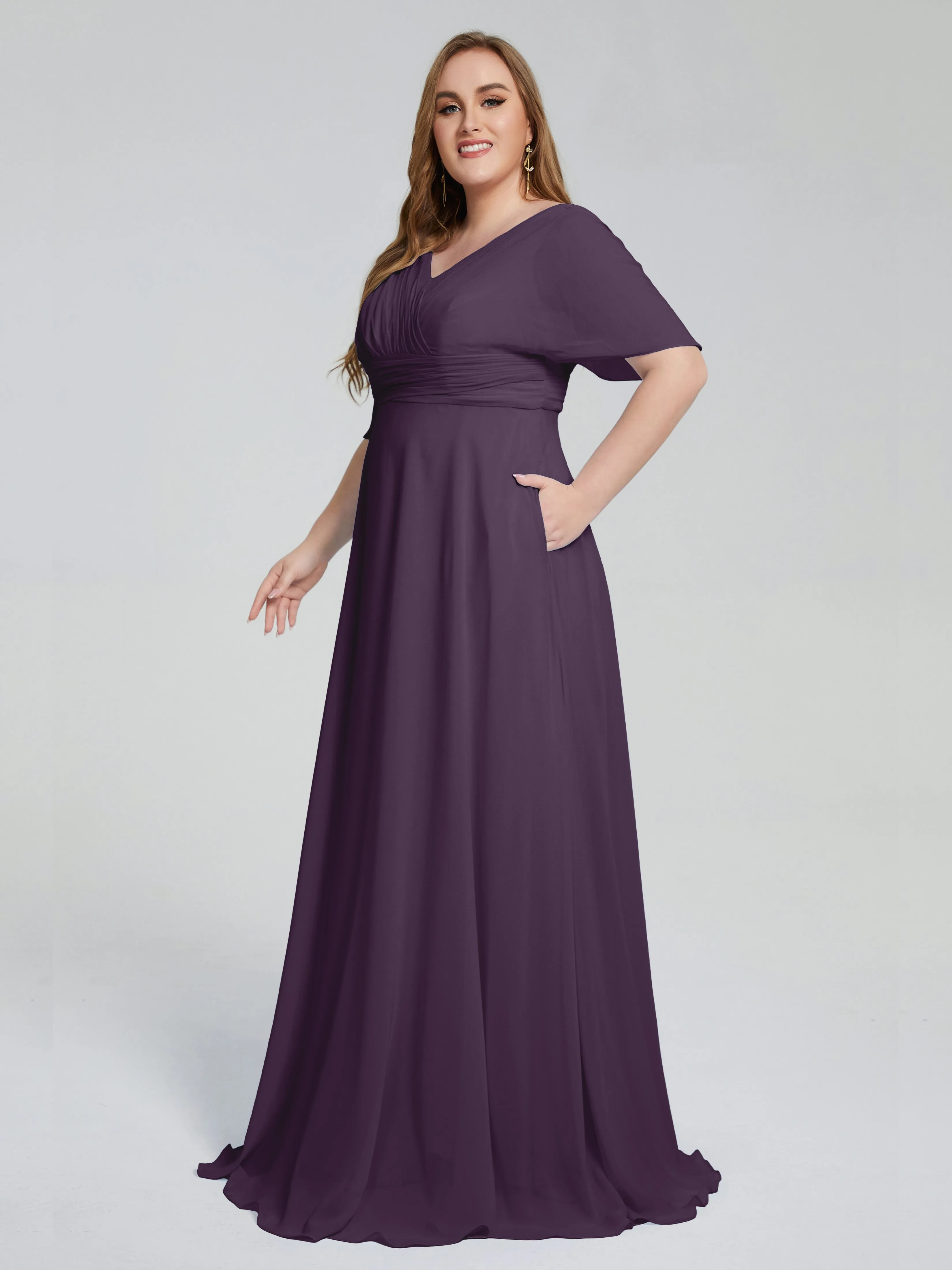 Daniela Elegant Short Sleeves Plus Size Bridesmaid Dresses