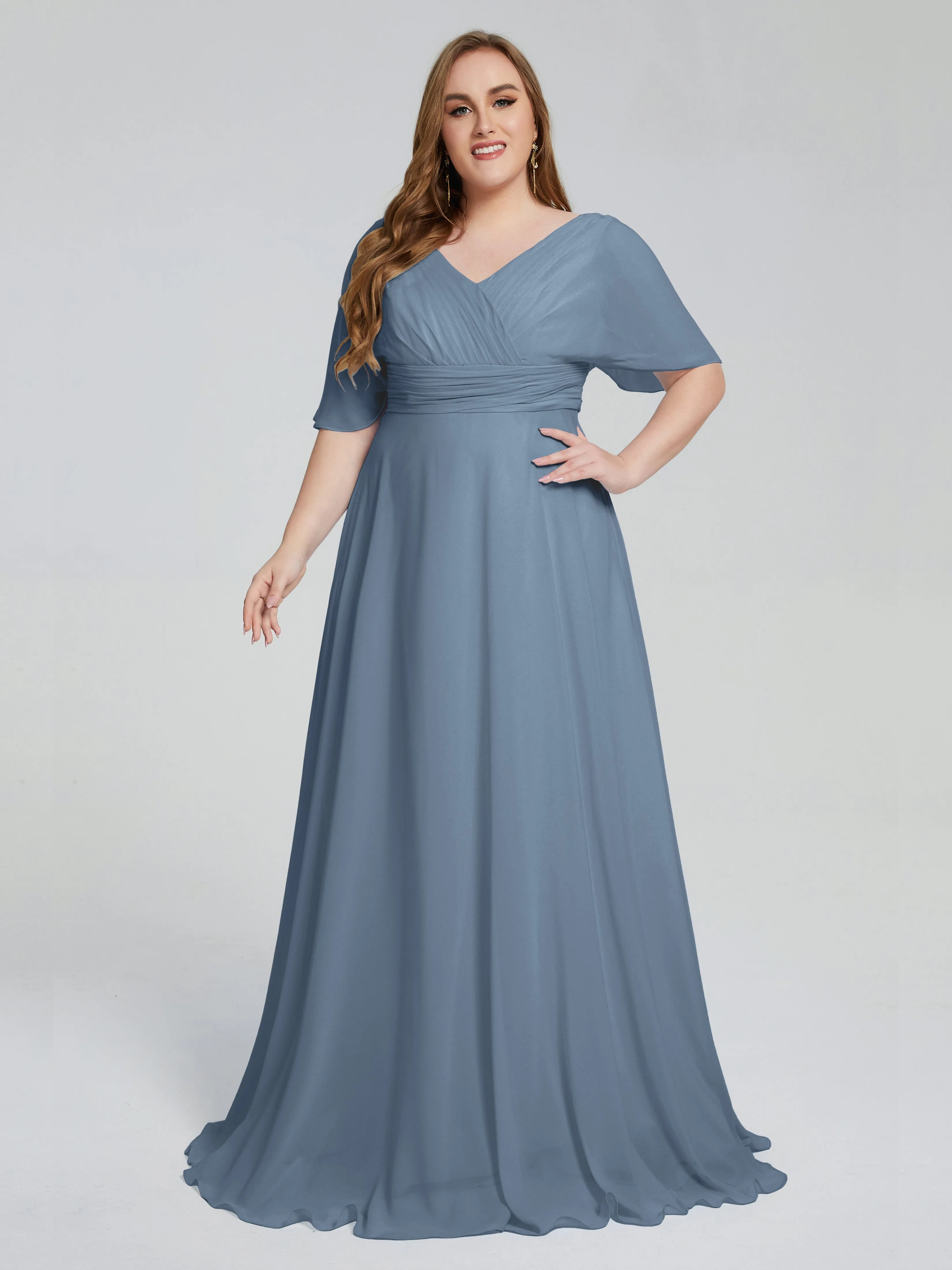 Daniela Elegant Short Sleeves Plus Size Bridesmaid Dresses