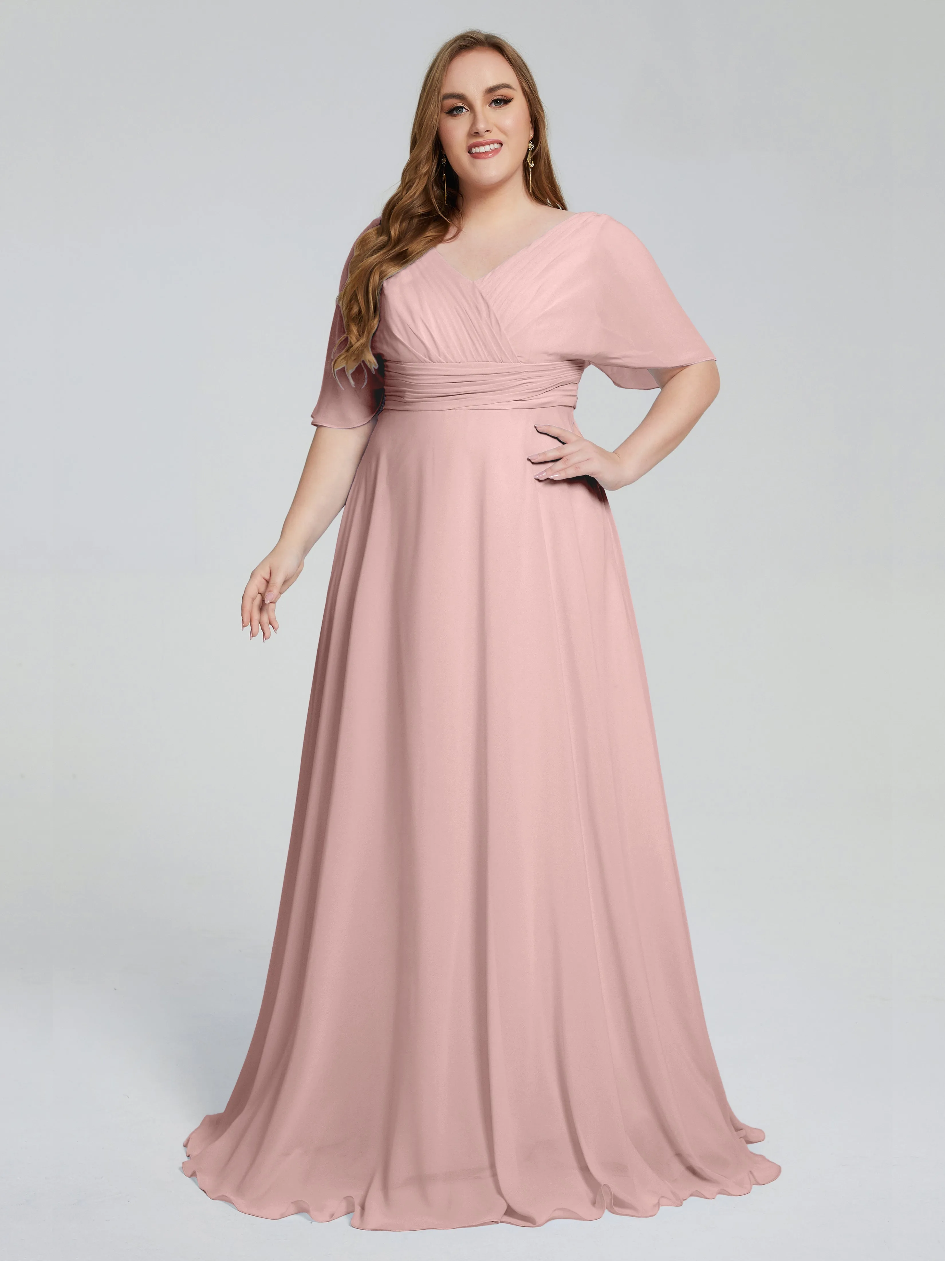 Daniela Elegant Short Sleeves Plus Size Bridesmaid Dresses