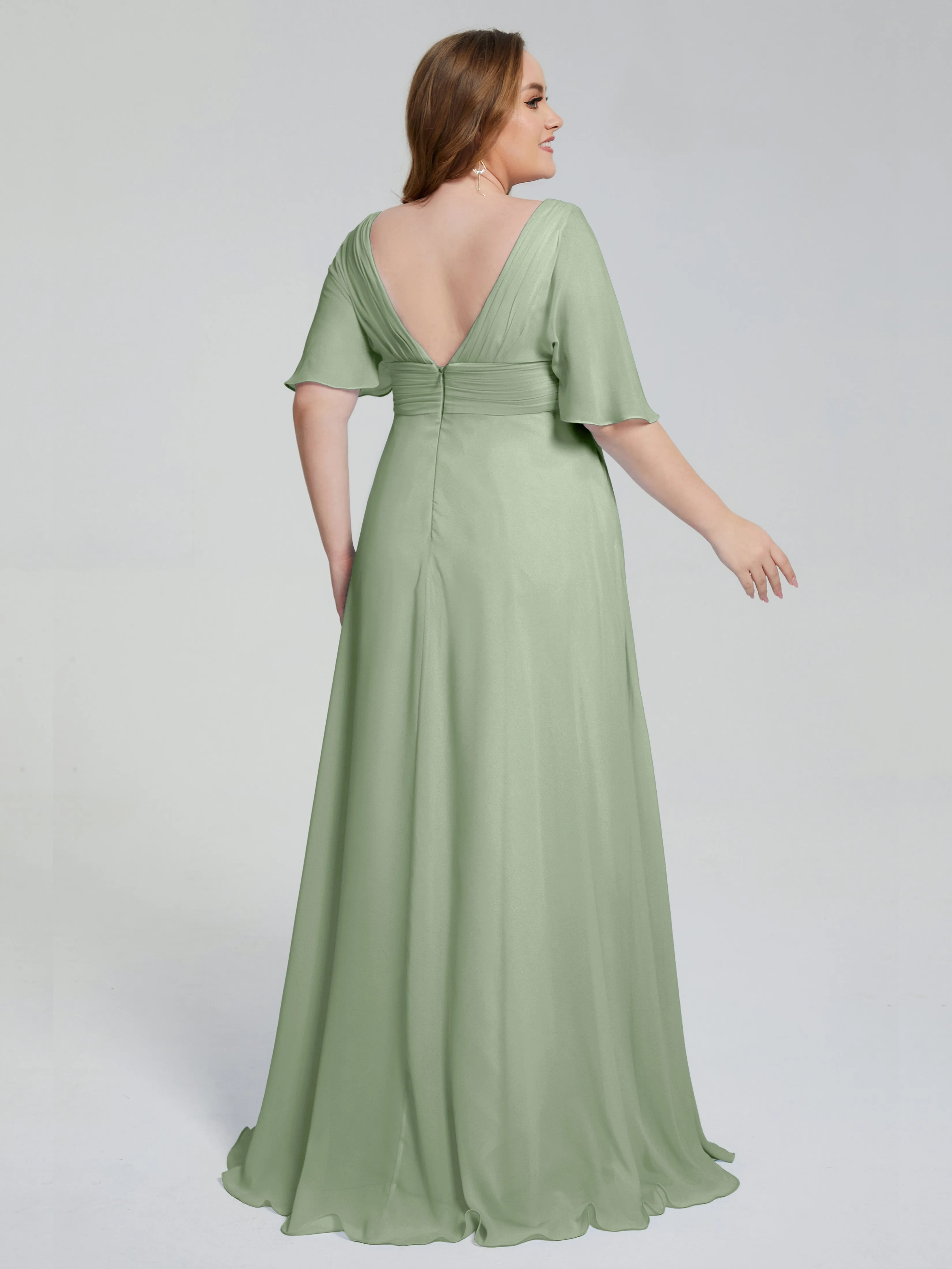 Daniela Elegant Short Sleeves Plus Size Bridesmaid Dresses