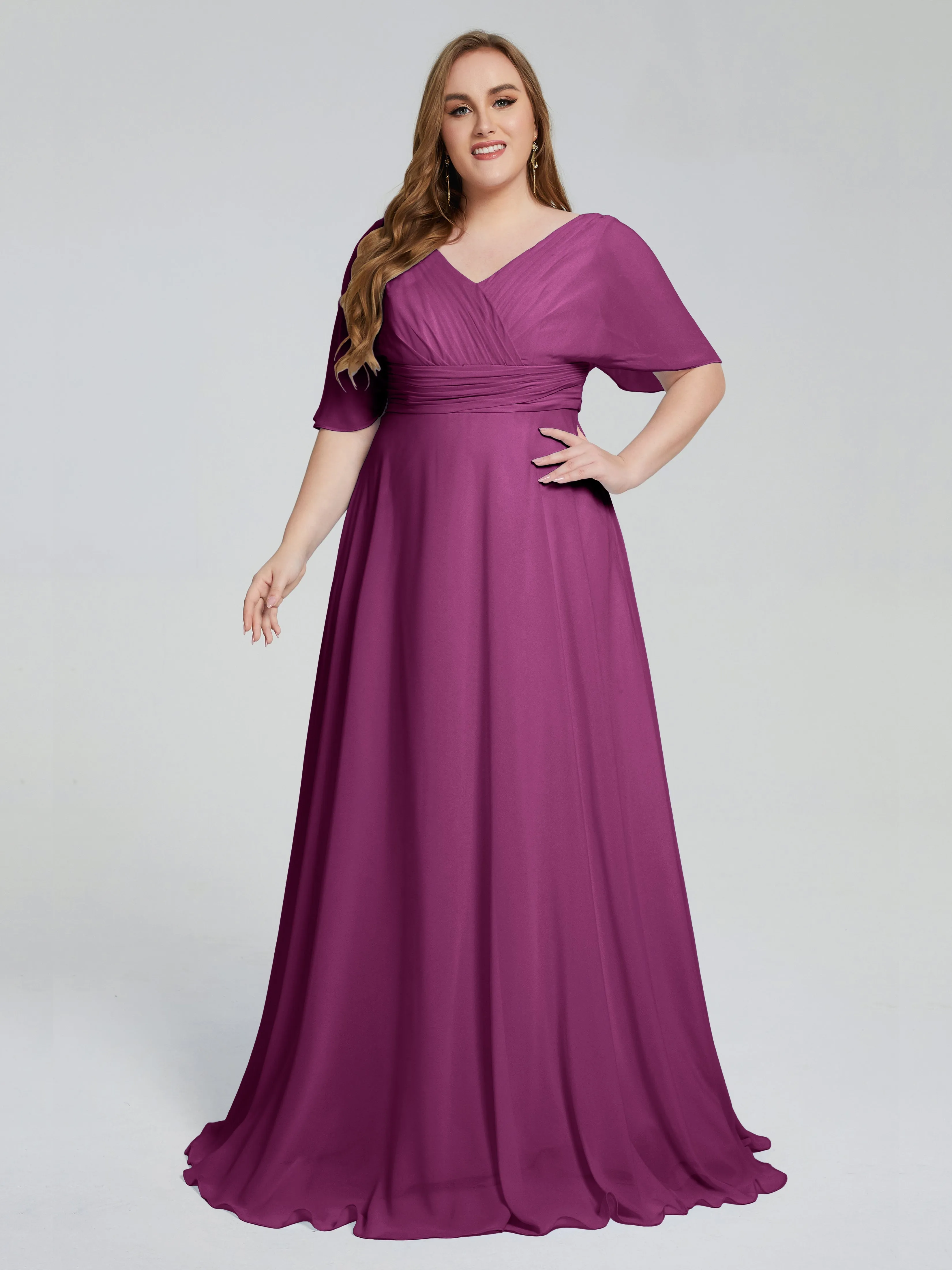 Daniela Elegant Short Sleeves Plus Size Bridesmaid Dresses