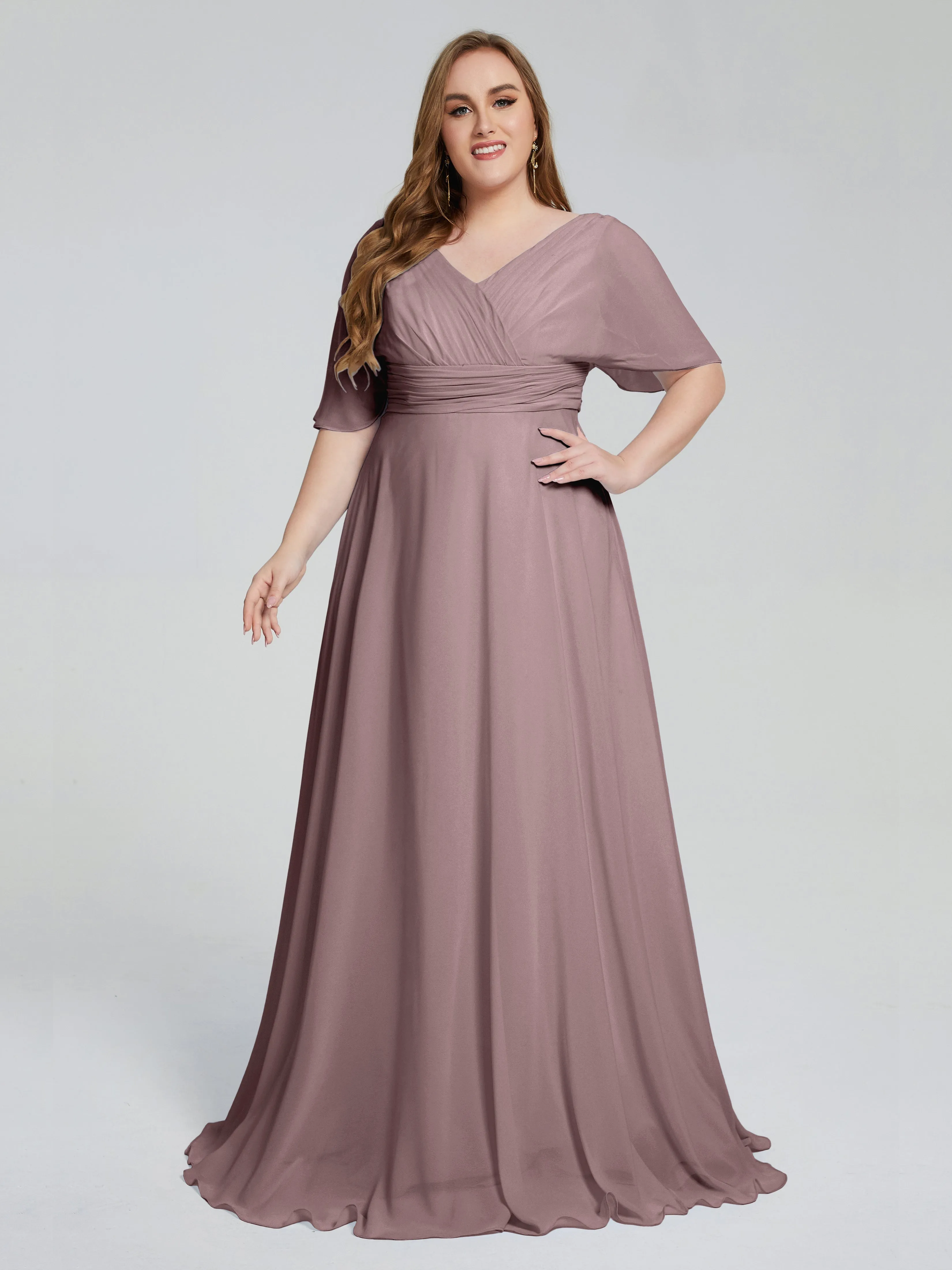 Daniela Elegant Short Sleeves Plus Size Bridesmaid Dresses