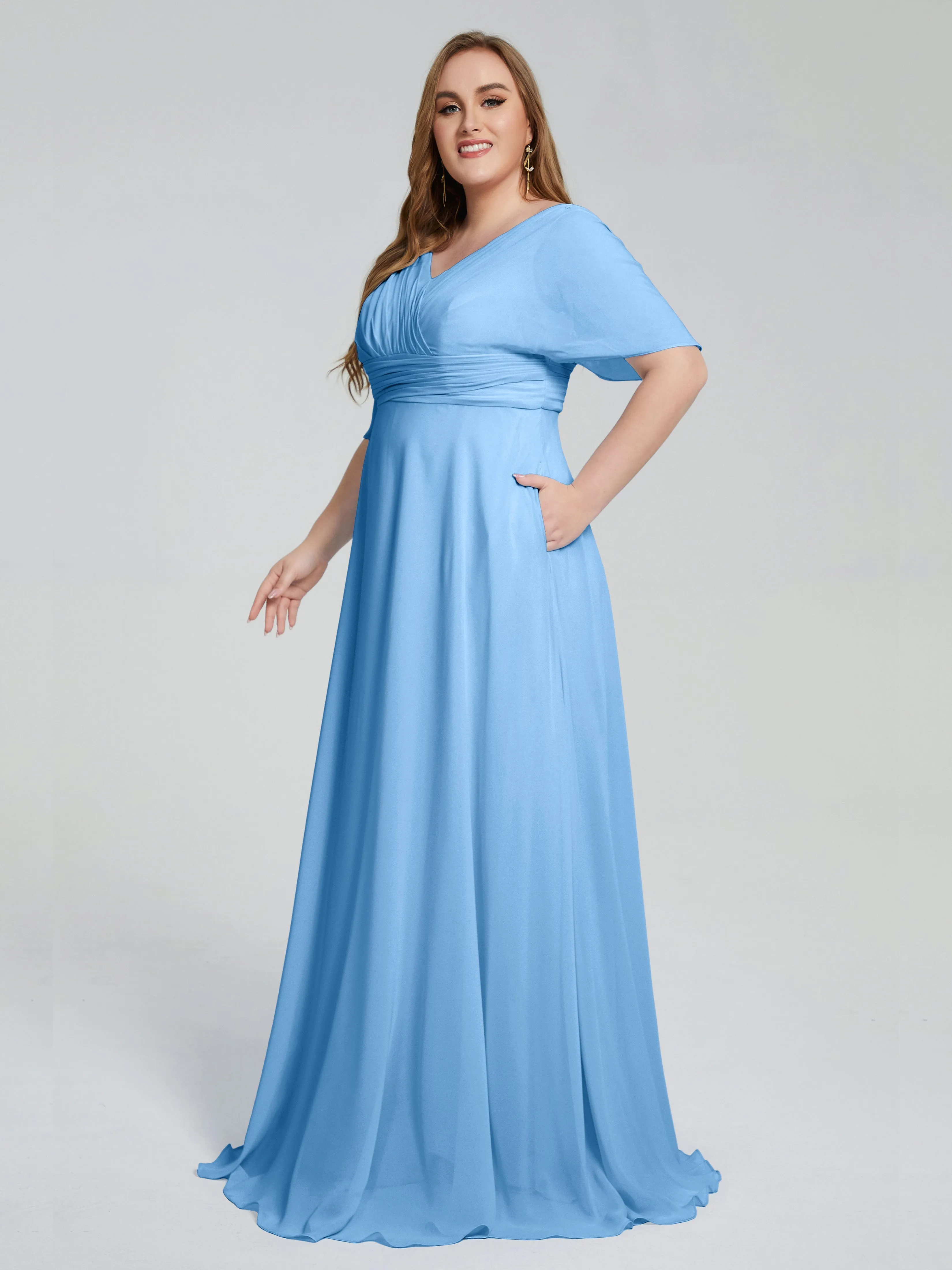 Daniela Elegant Short Sleeves Plus Size Bridesmaid Dresses