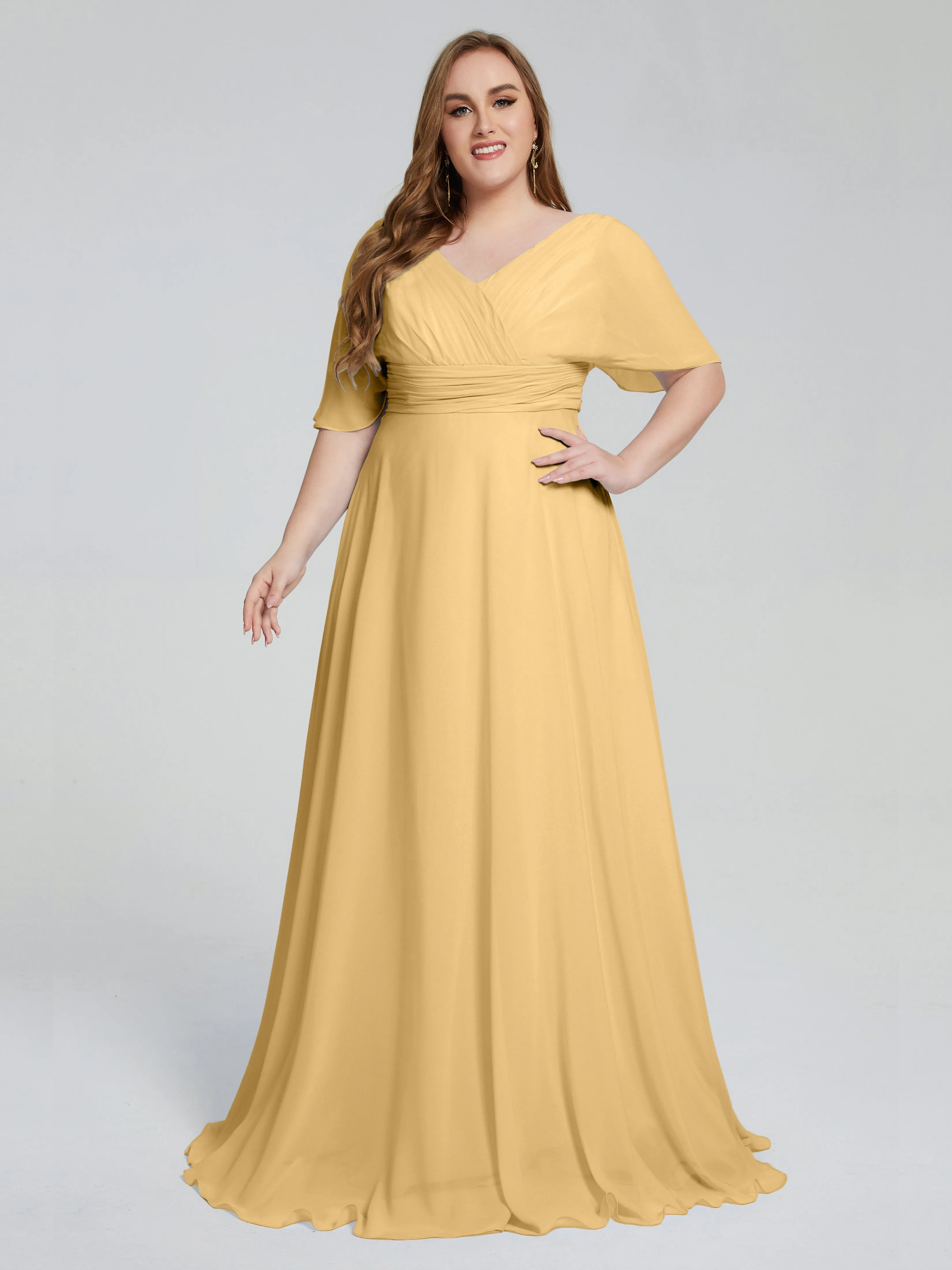 Daniela Elegant Short Sleeves Plus Size Bridesmaid Dresses