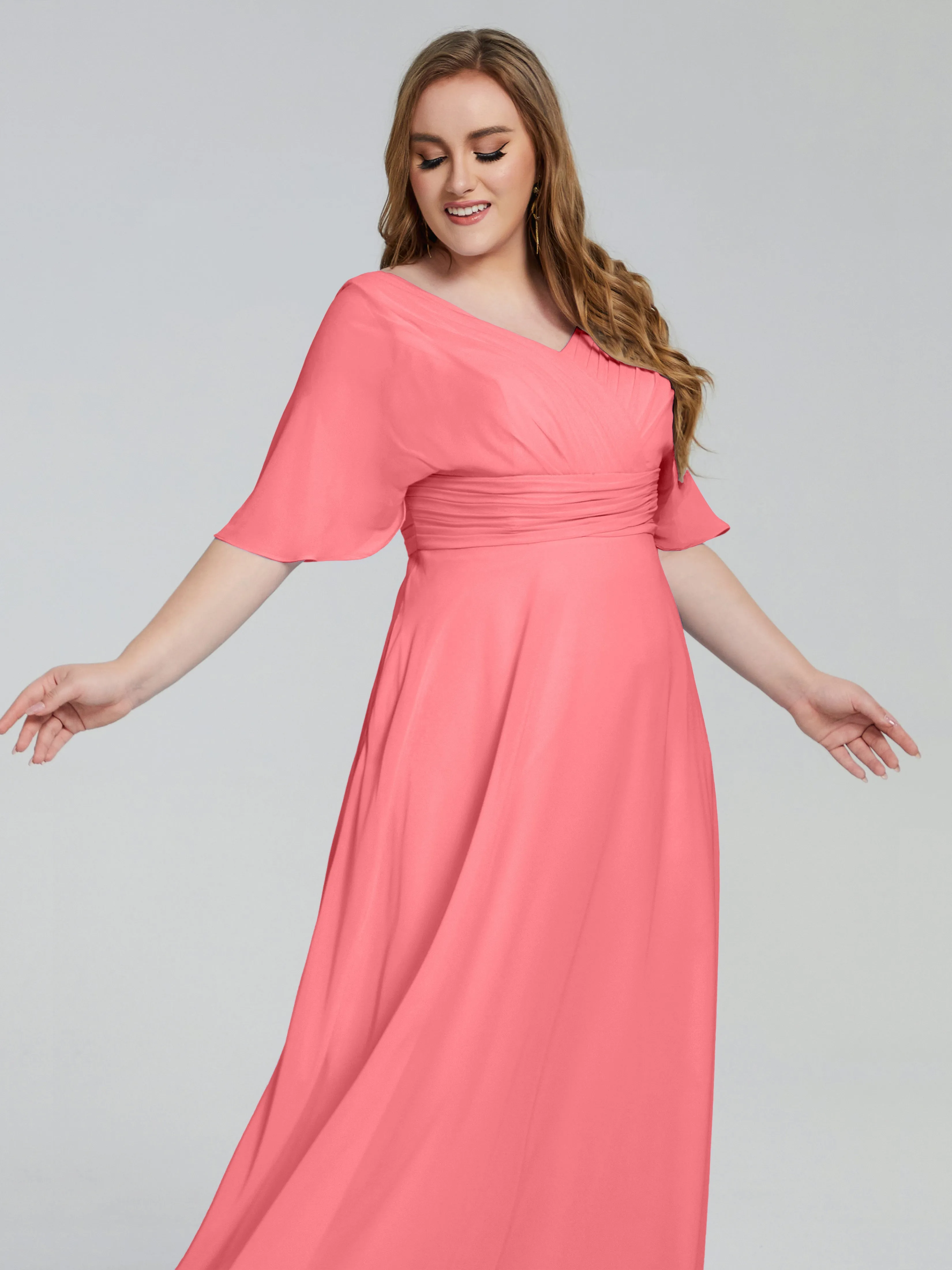 Daniela Elegant Short Sleeves Plus Size Bridesmaid Dresses