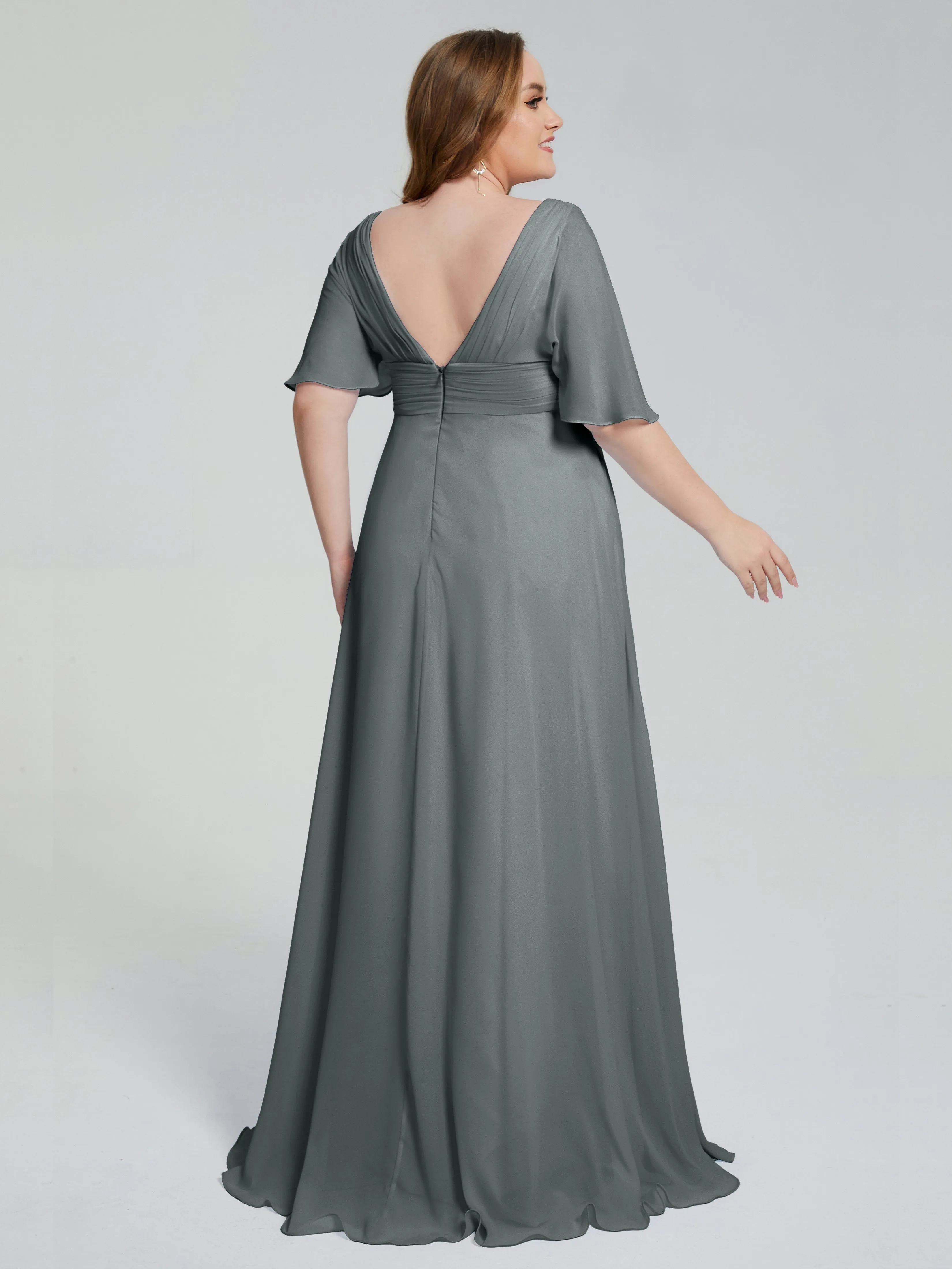 Daniela Elegant Short Sleeves Plus Size Bridesmaid Dresses