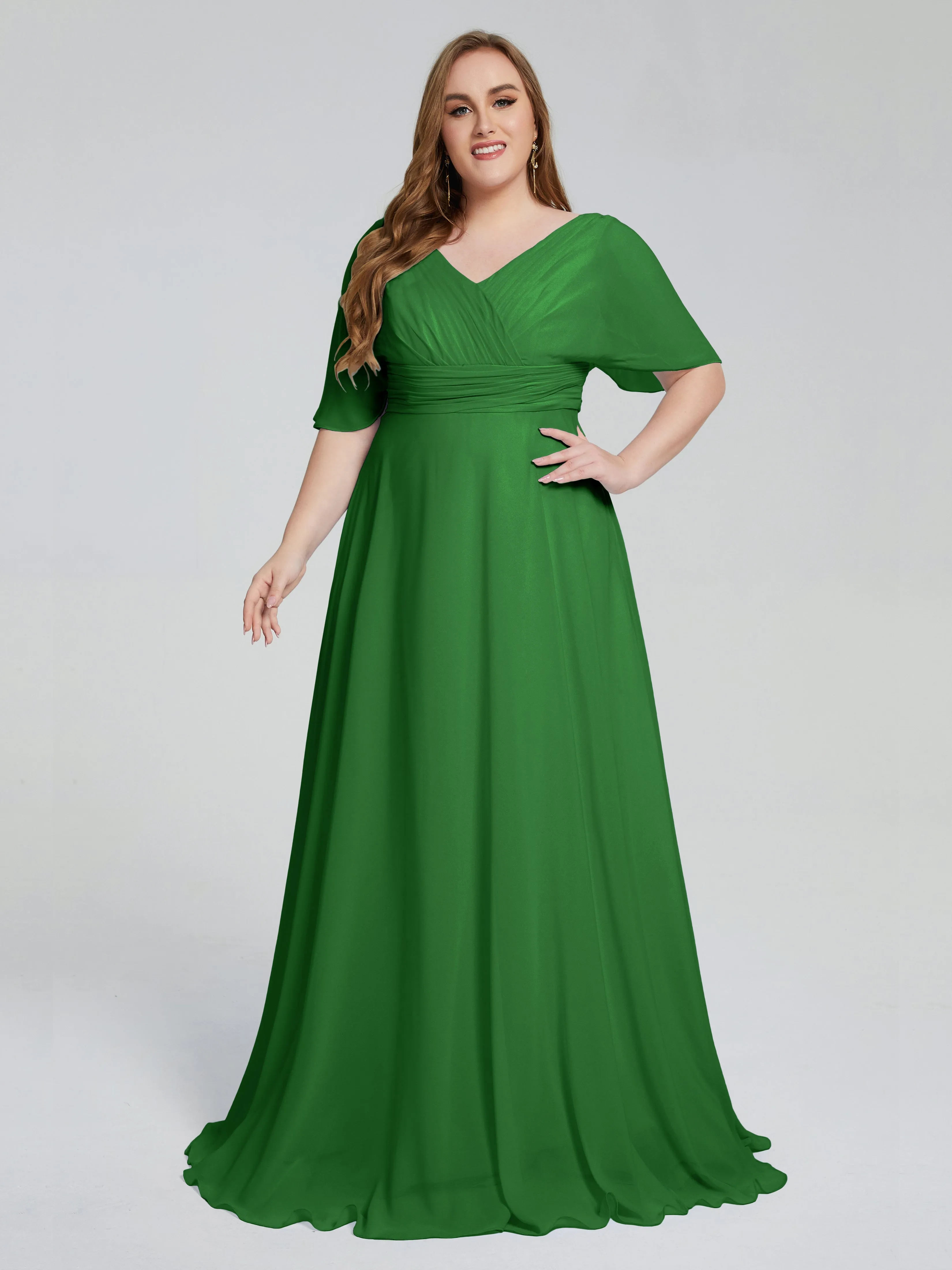 Daniela Elegant Short Sleeves Plus Size Bridesmaid Dresses