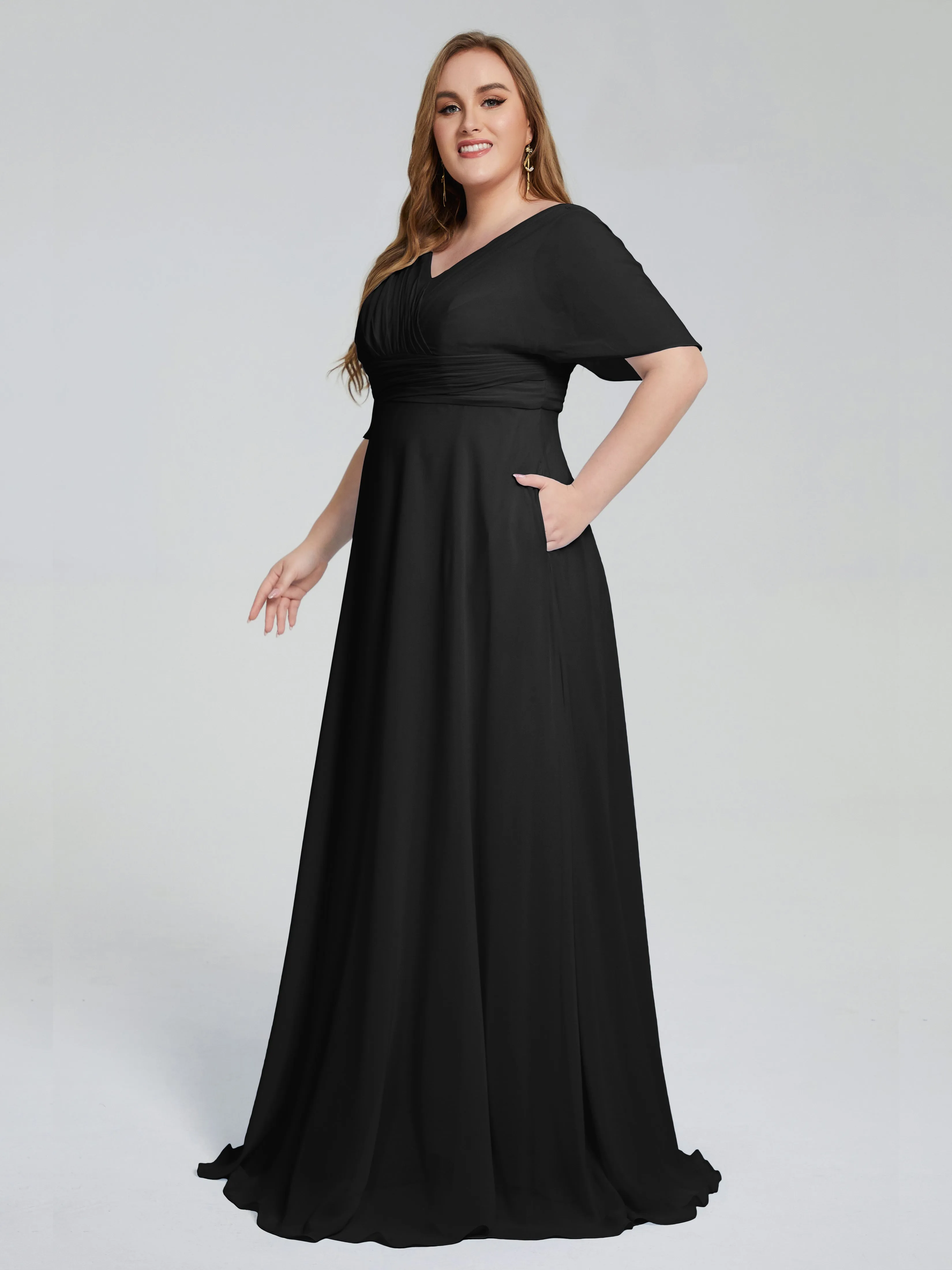 Daniela Elegant Short Sleeves Plus Size Bridesmaid Dresses