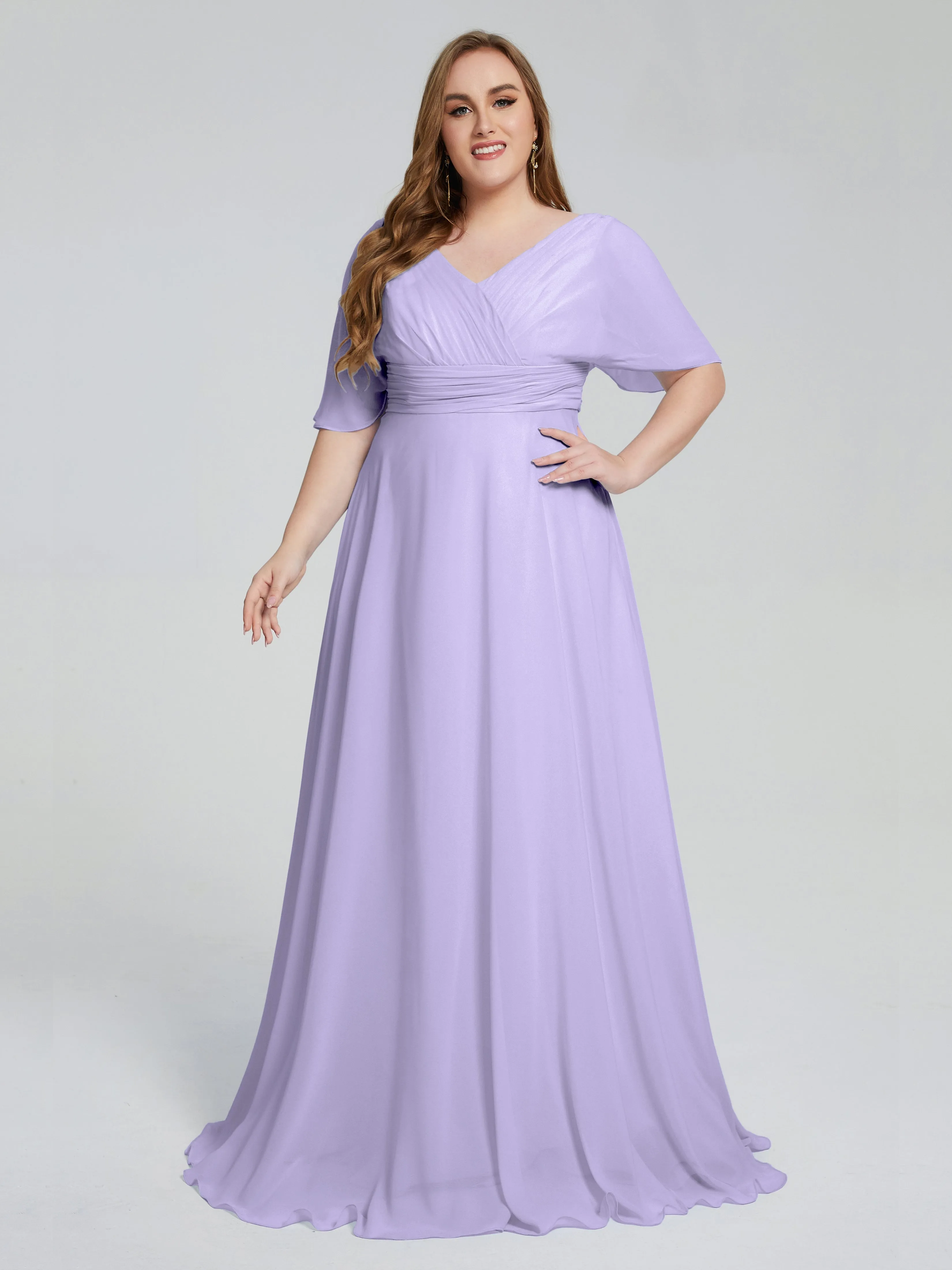 Daniela Elegant Short Sleeves Plus Size Bridesmaid Dresses