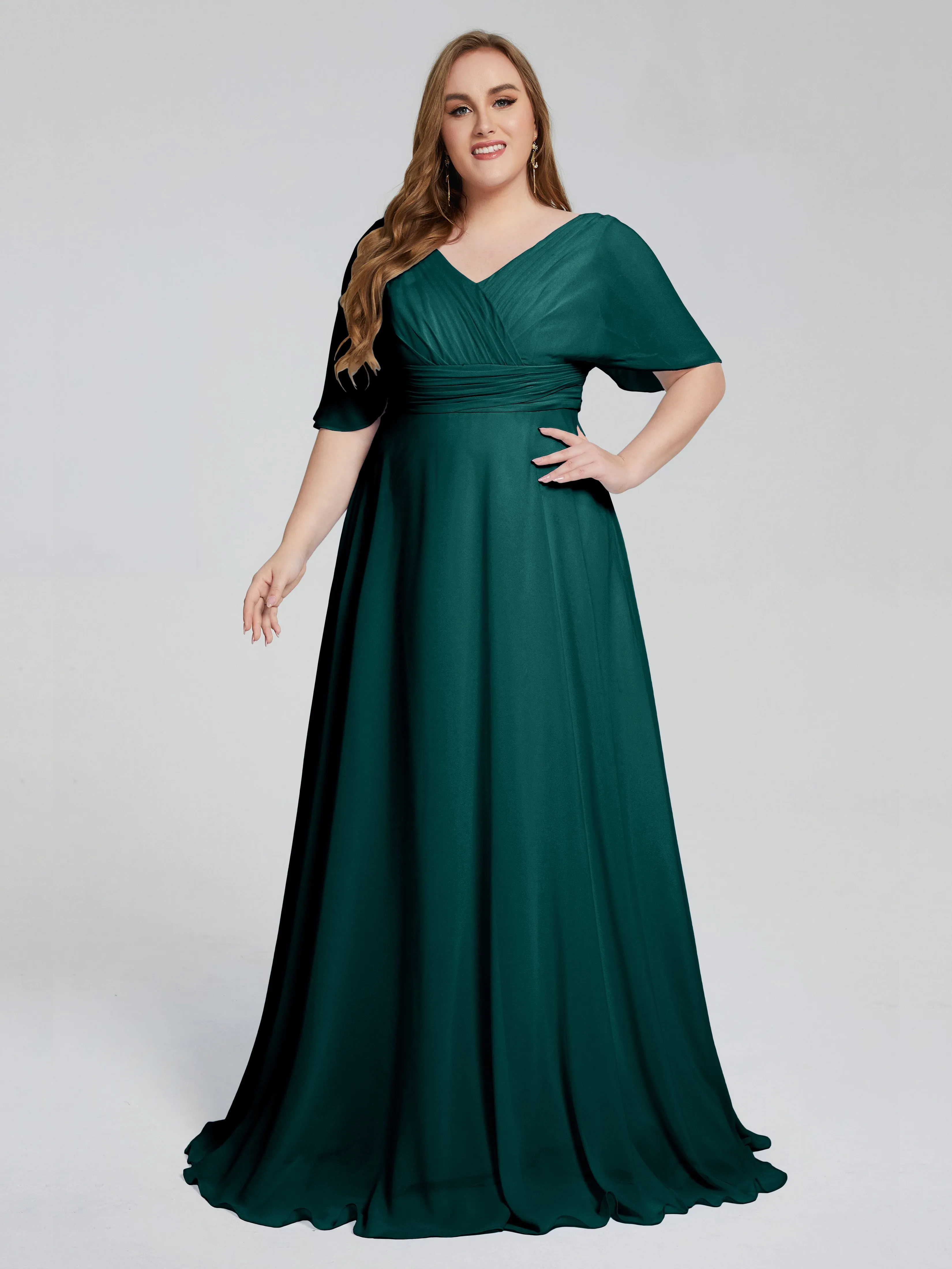 Daniela Elegant Short Sleeves Plus Size Bridesmaid Dresses