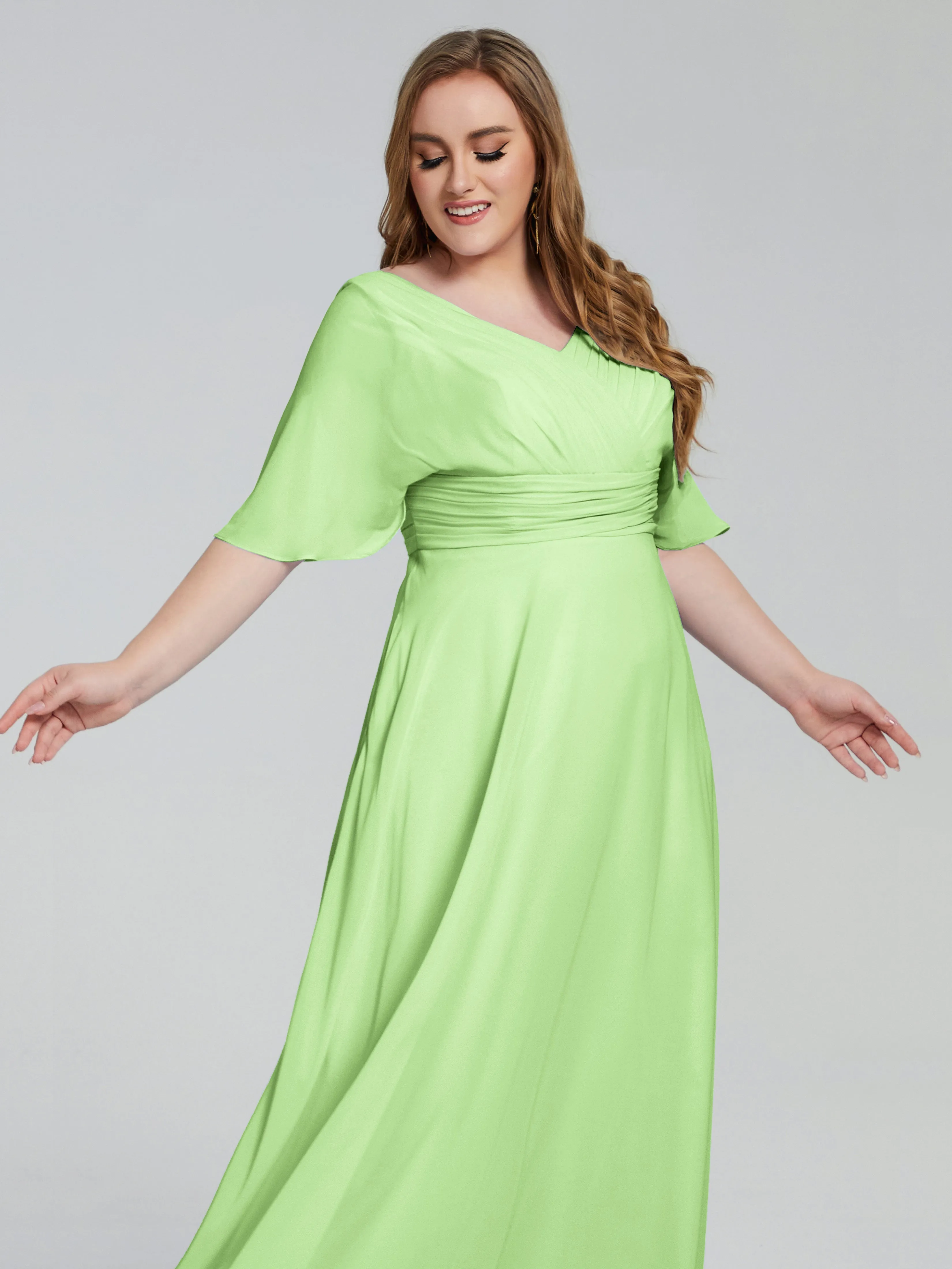 Daniela Elegant Short Sleeves Plus Size Bridesmaid Dresses