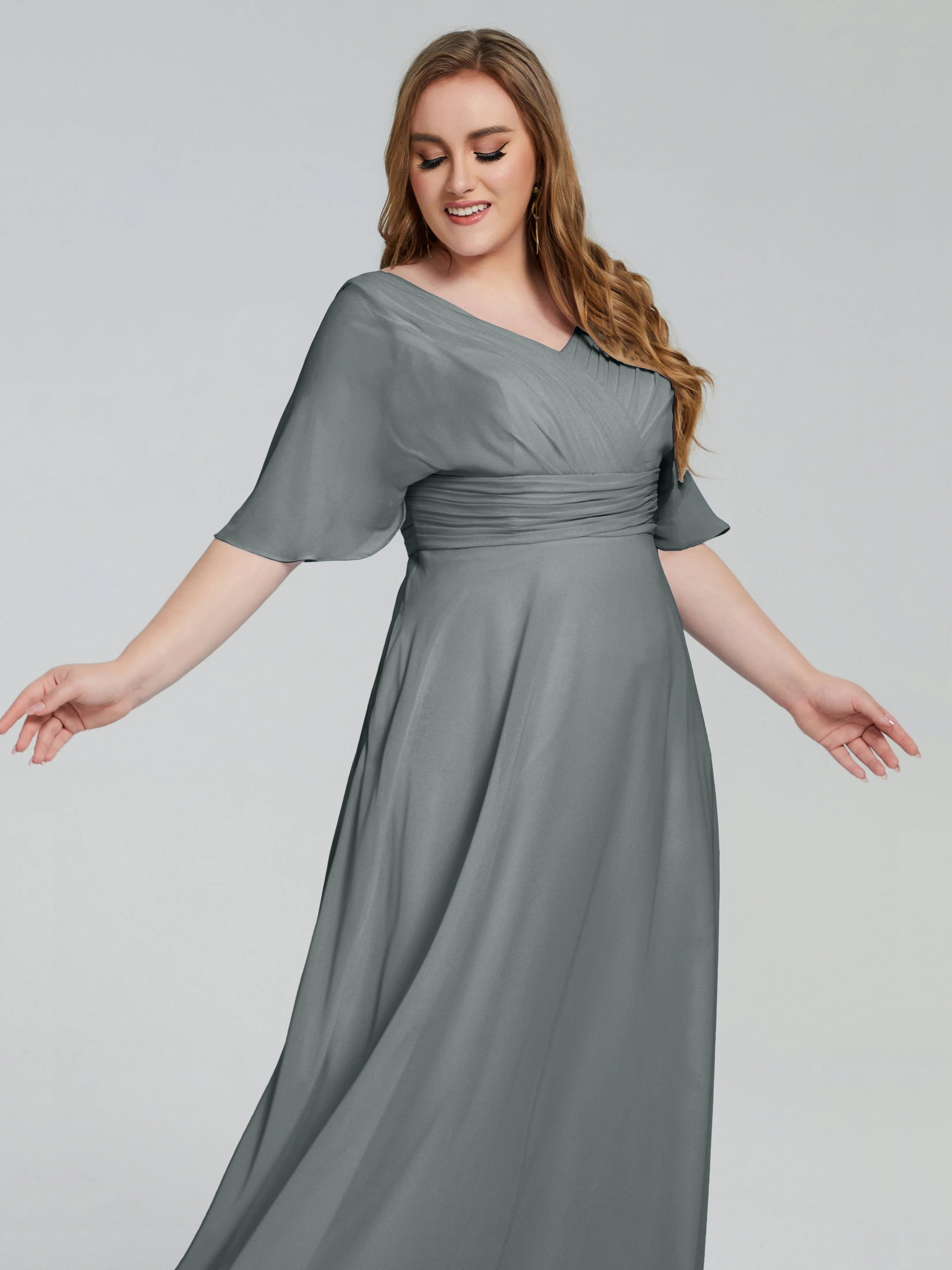 Daniela Elegant Short Sleeves Plus Size Bridesmaid Dresses