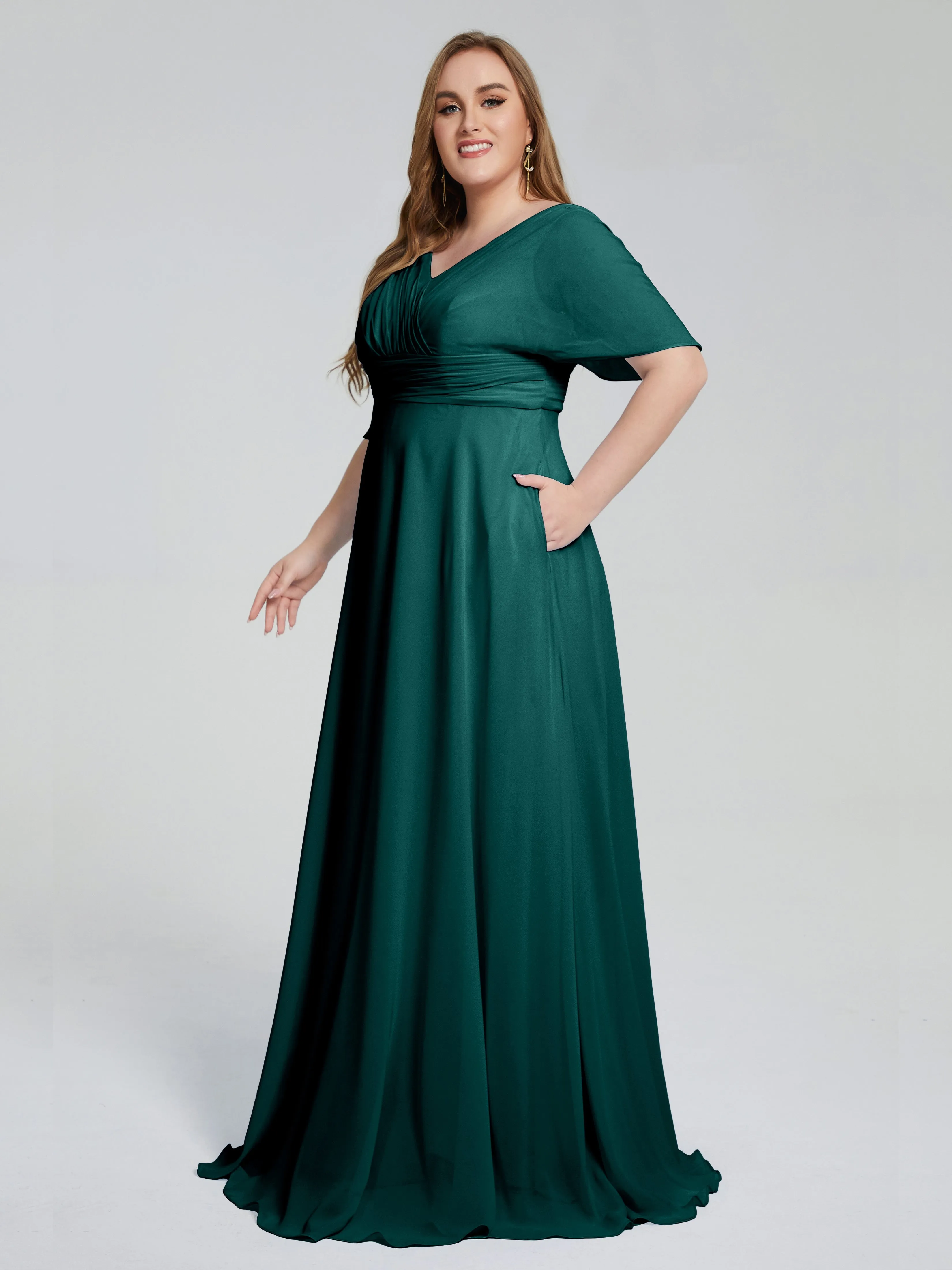 Daniela Elegant Short Sleeves Plus Size Bridesmaid Dresses