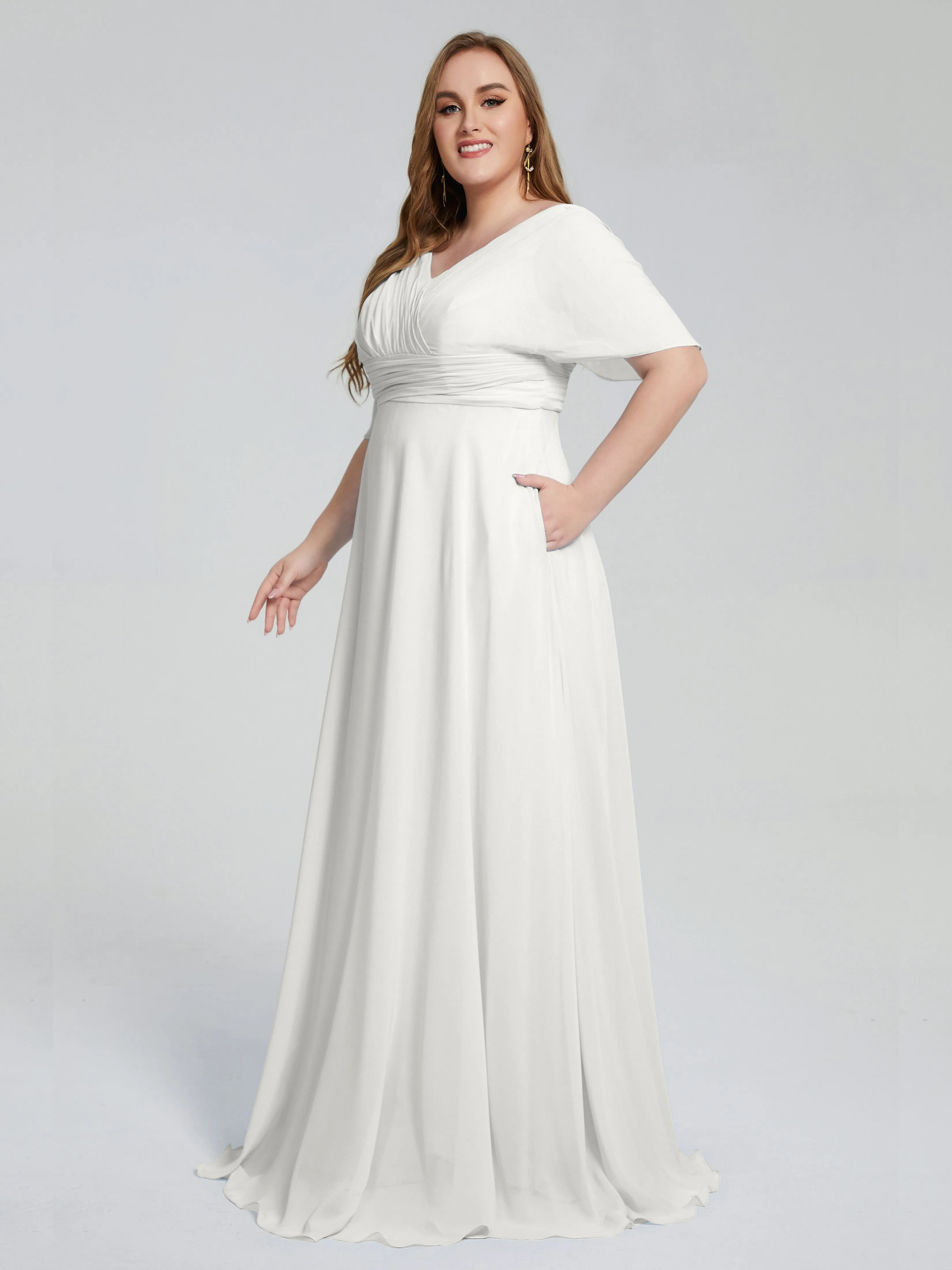 Daniela Elegant Short Sleeves Plus Size Bridesmaid Dresses