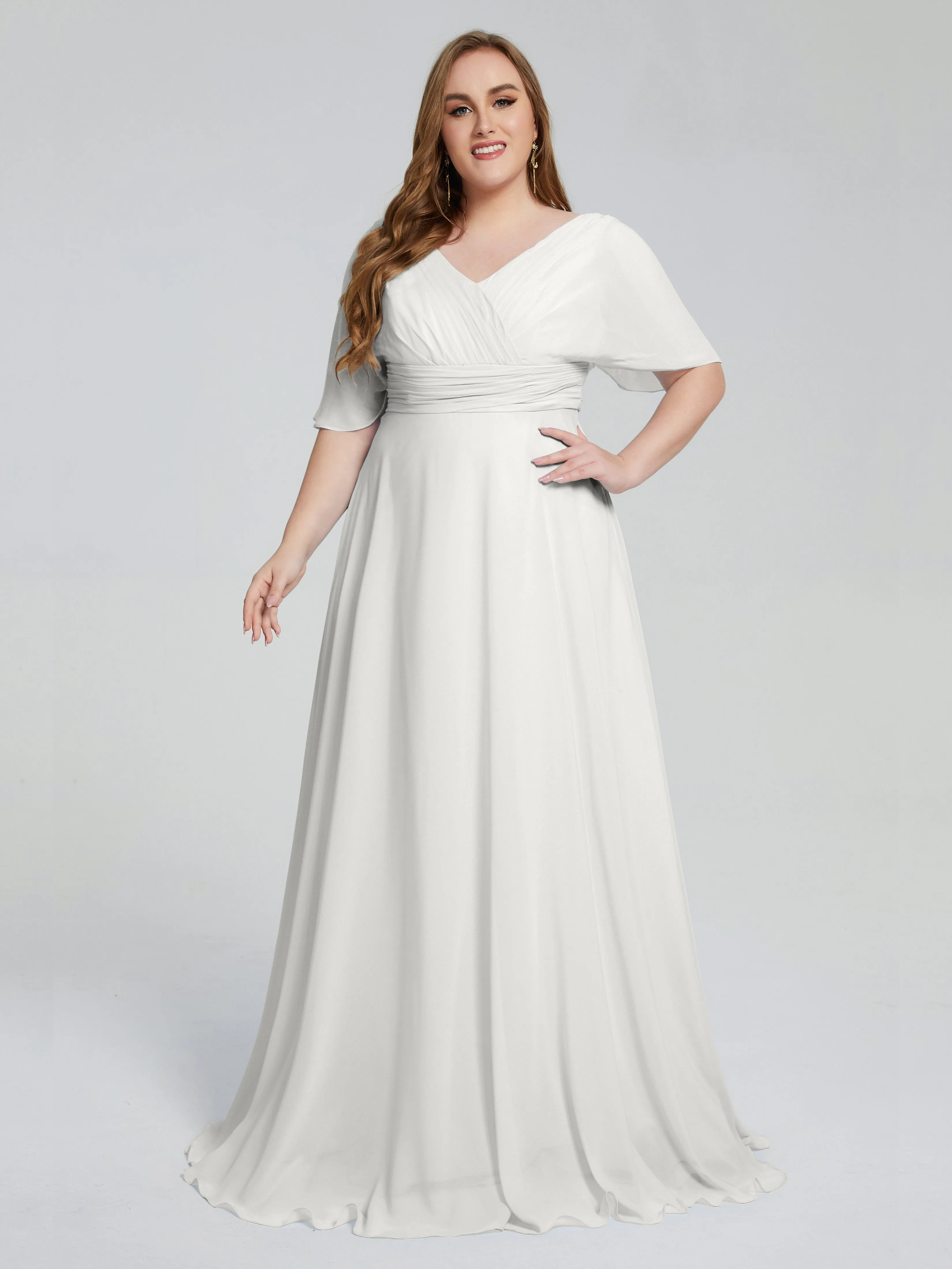 Daniela Elegant Short Sleeves Plus Size Bridesmaid Dresses