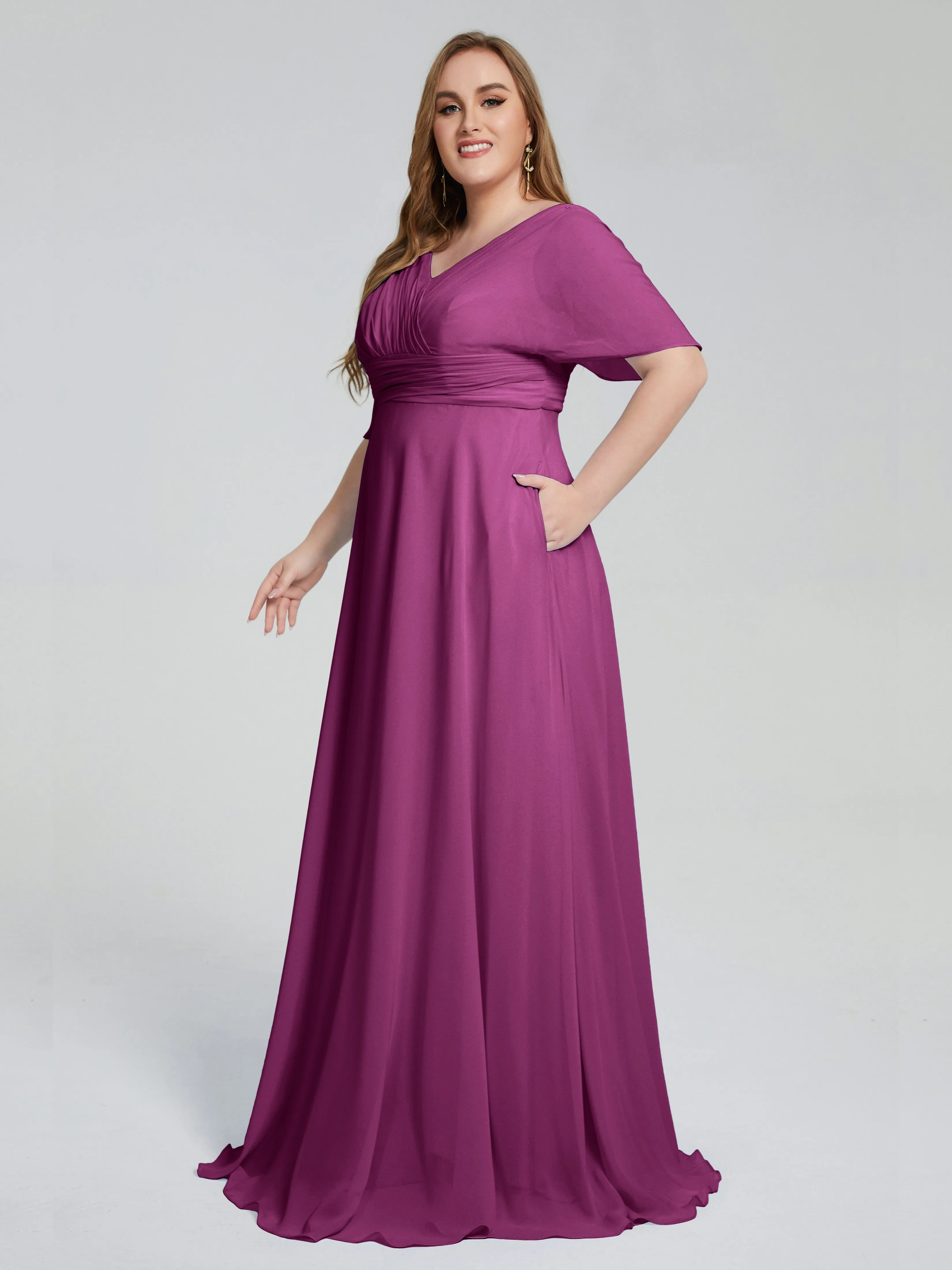 Daniela Elegant Short Sleeves Plus Size Bridesmaid Dresses