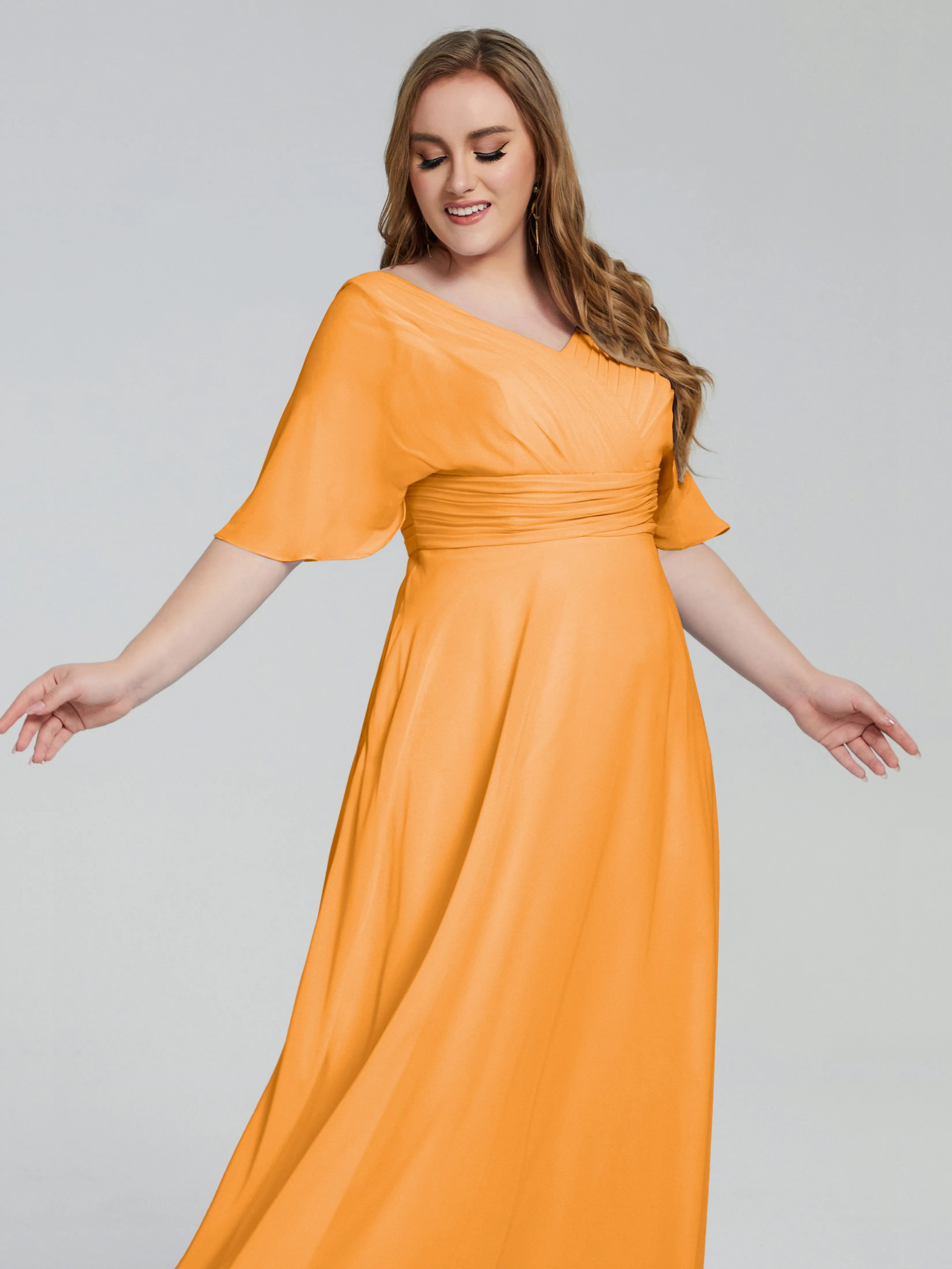 Daniela Elegant Short Sleeves Plus Size Bridesmaid Dresses