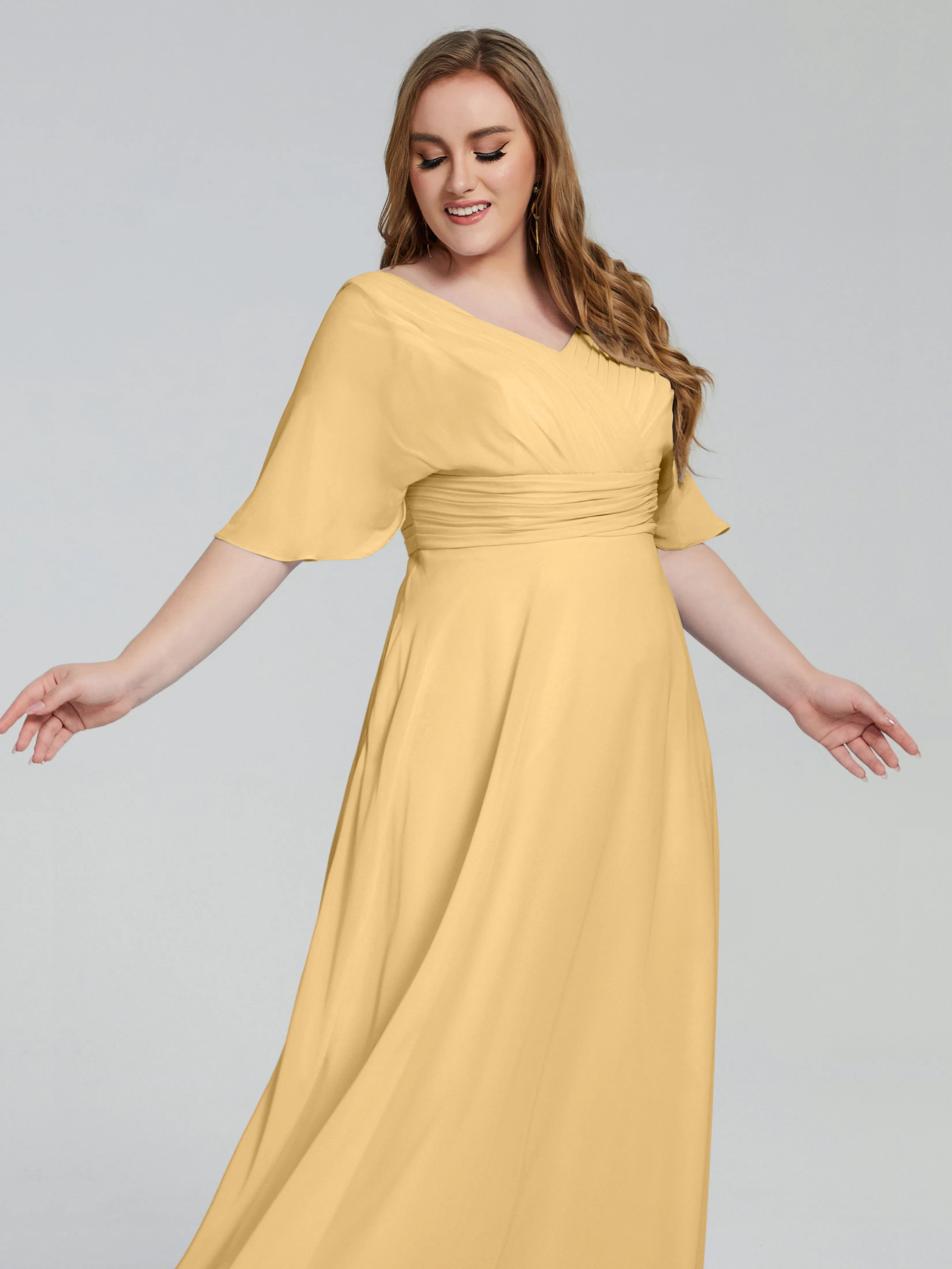 Daniela Elegant Short Sleeves Plus Size Bridesmaid Dresses