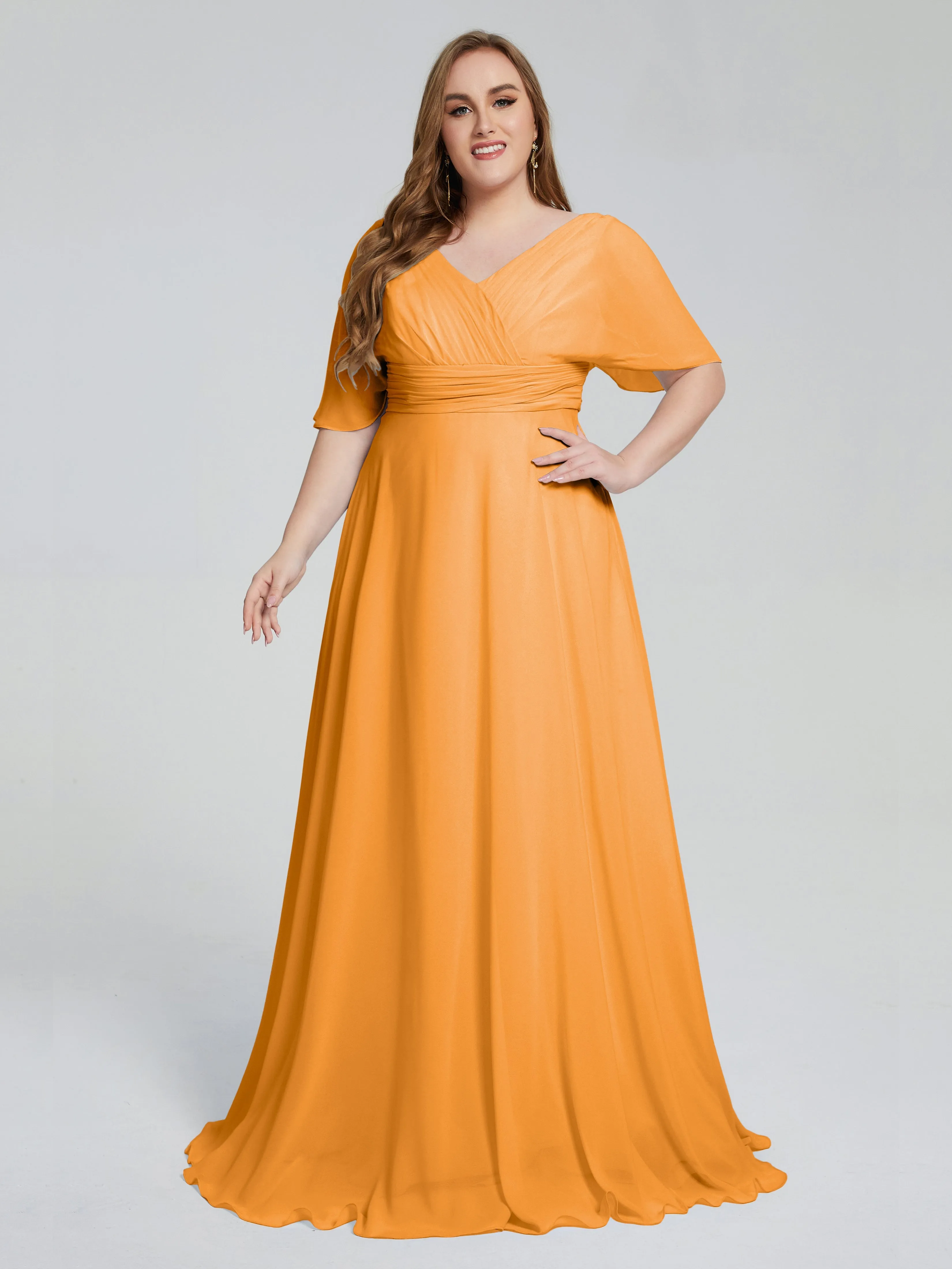 Daniela Elegant Short Sleeves Plus Size Bridesmaid Dresses