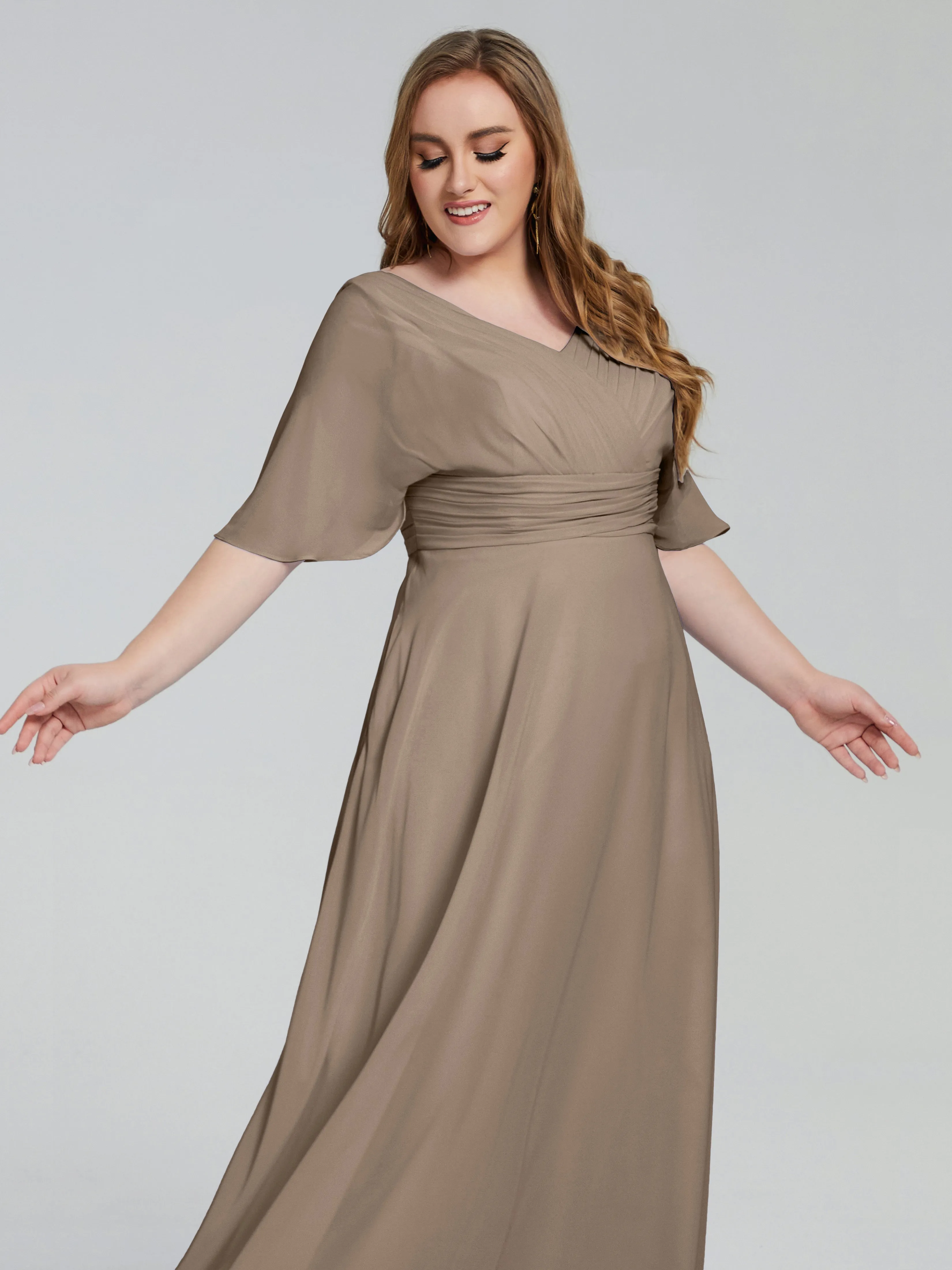 Daniela Elegant Short Sleeves Plus Size Bridesmaid Dresses