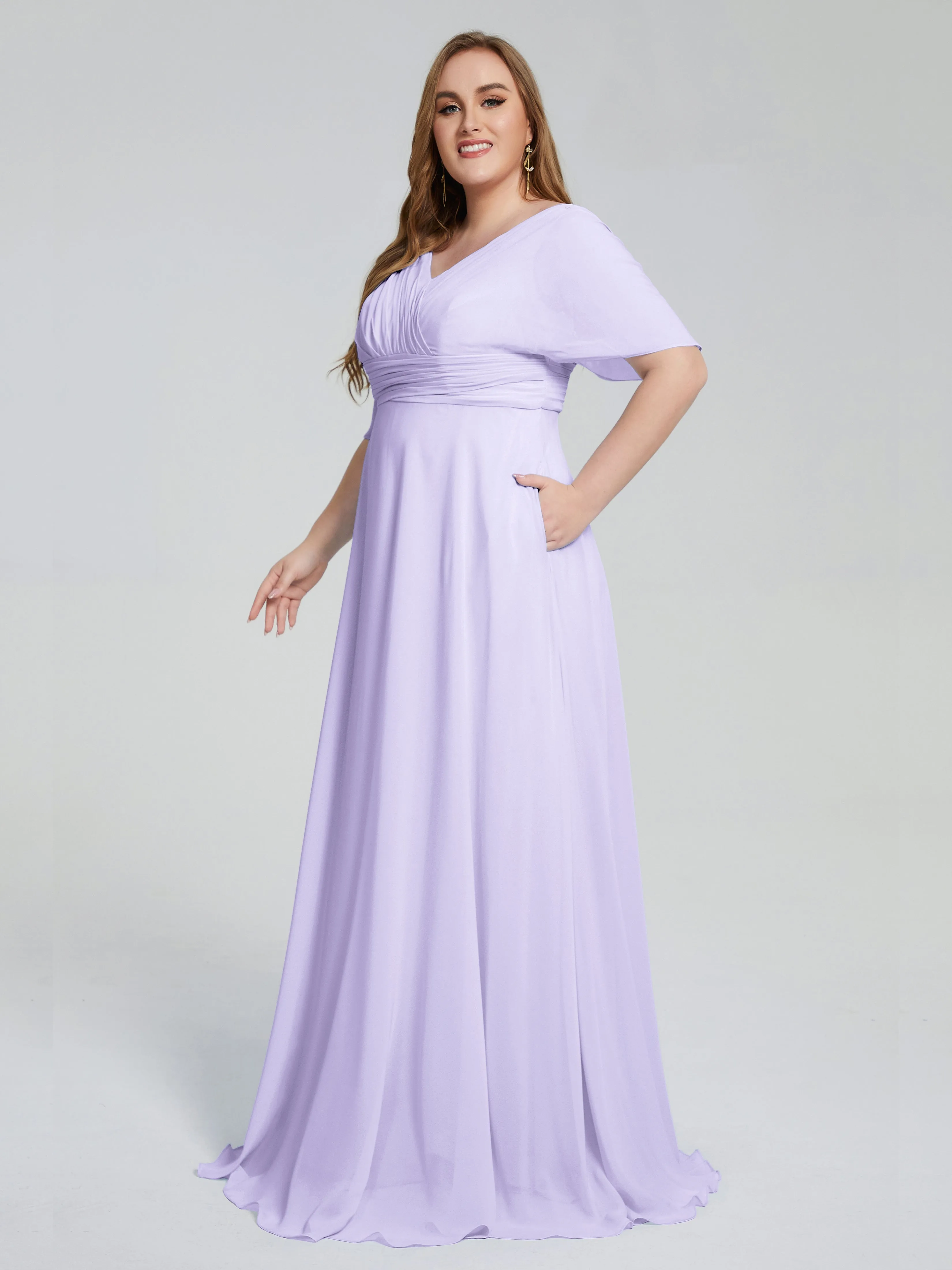 Daniela Elegant Short Sleeves Plus Size Bridesmaid Dresses