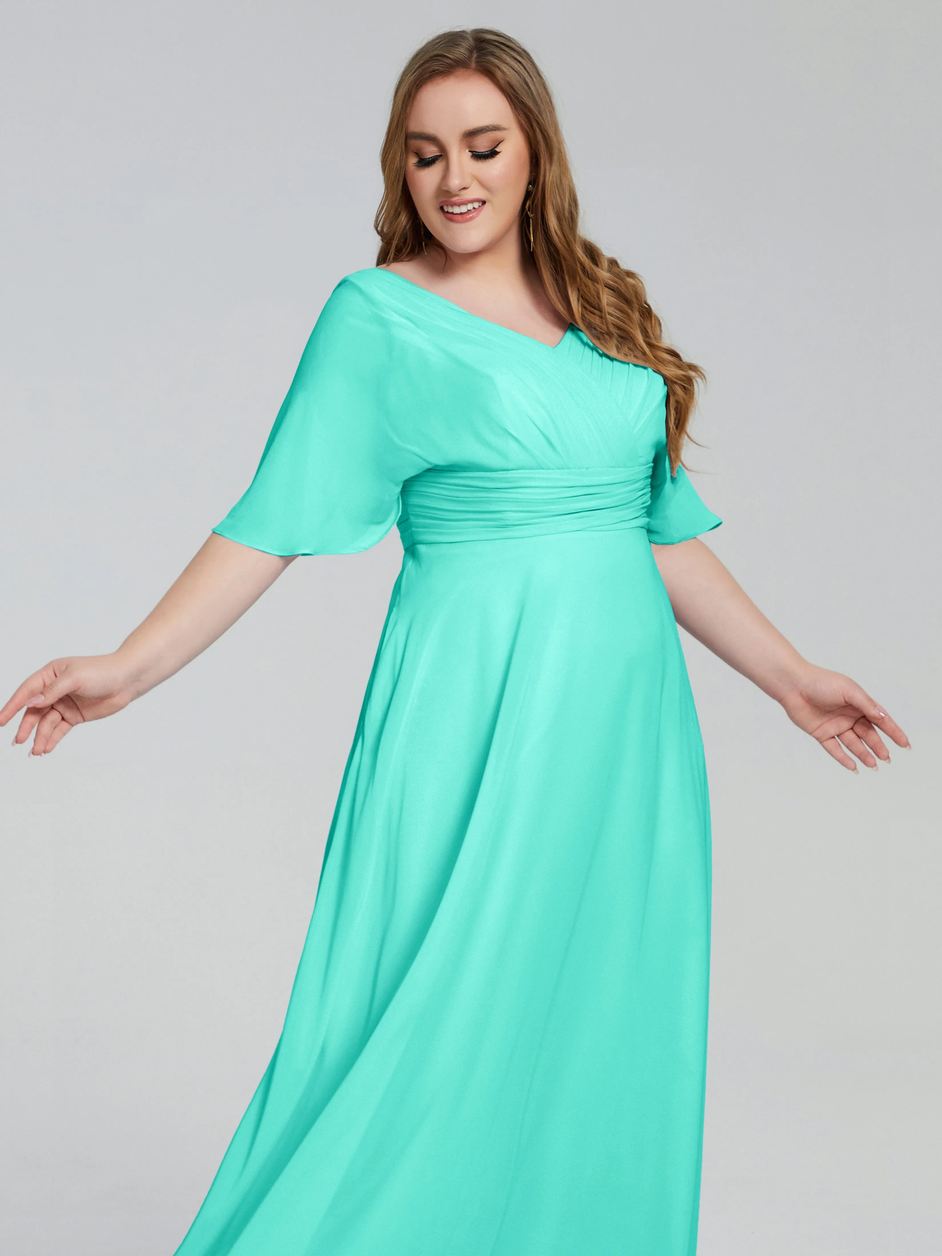 Daniela Elegant Short Sleeves Plus Size Bridesmaid Dresses