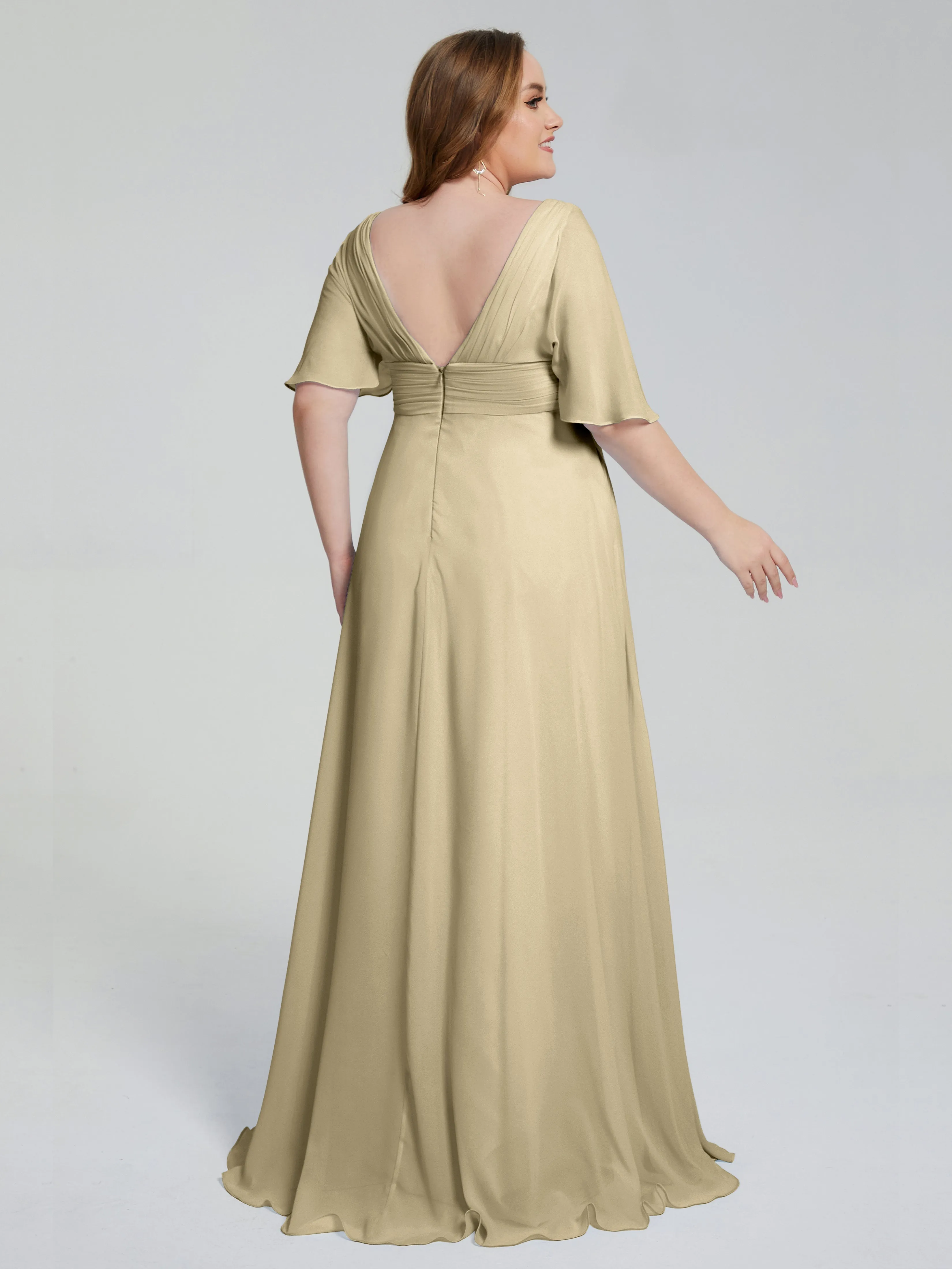 Daniela Elegant Short Sleeves Plus Size Bridesmaid Dresses