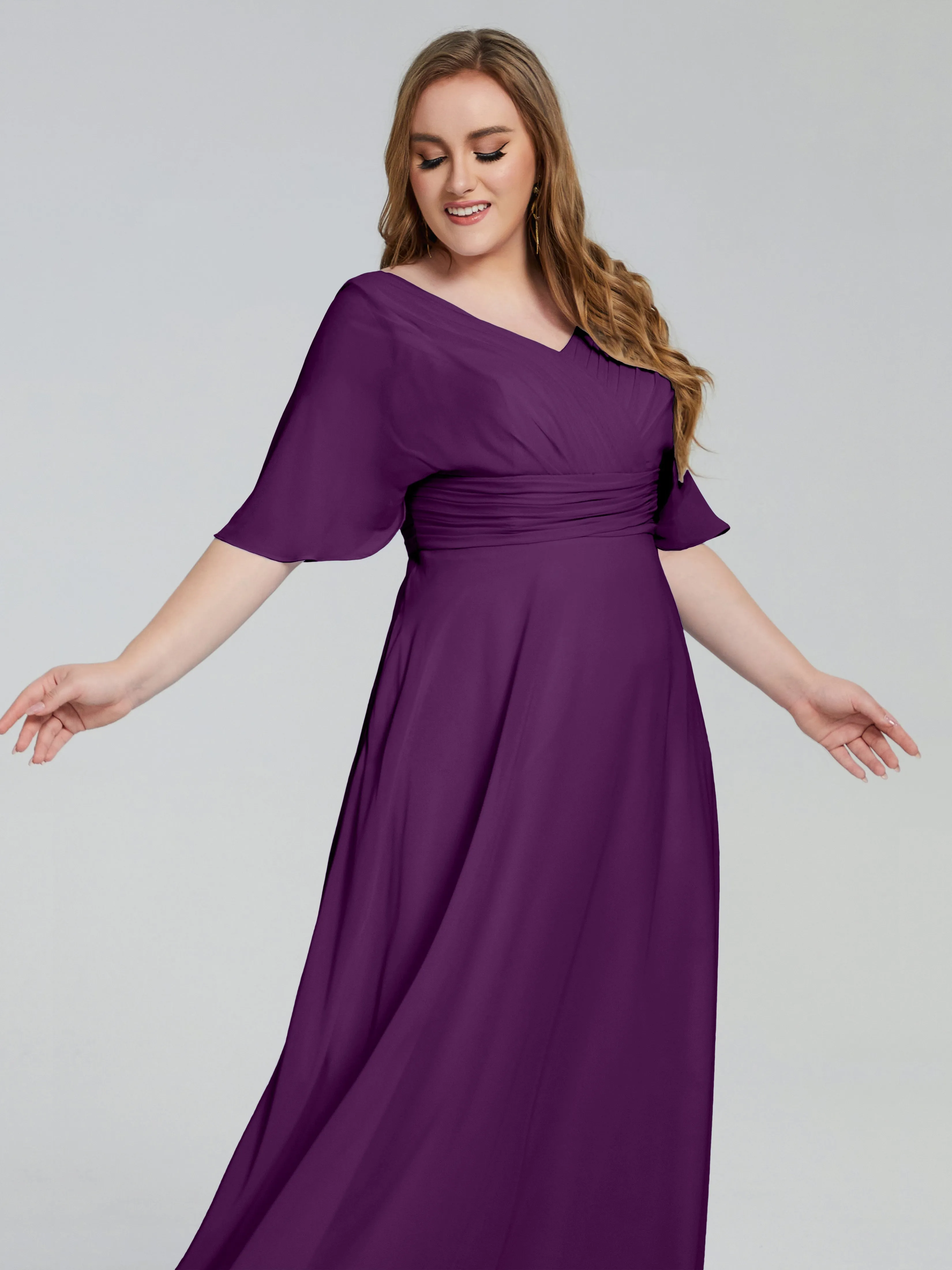 Daniela Elegant Short Sleeves Plus Size Bridesmaid Dresses